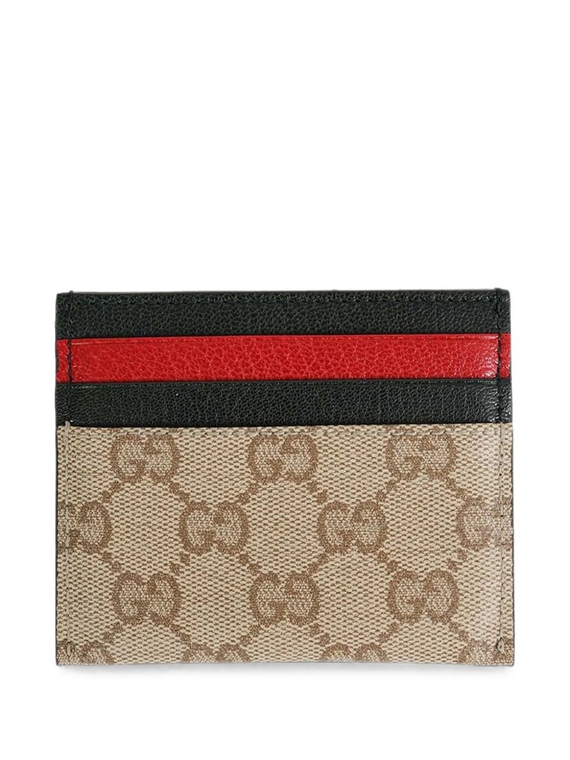 GG Supreme leather-trim card holder