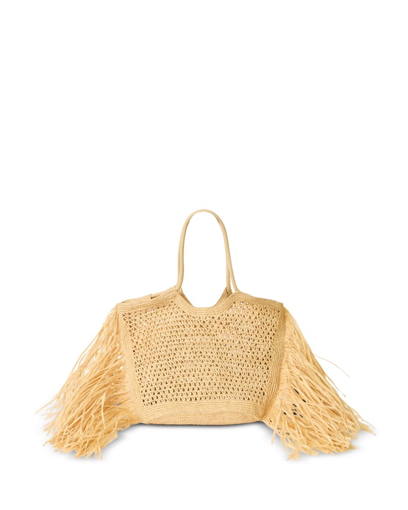 Large Fringed Raffia Tote Bag