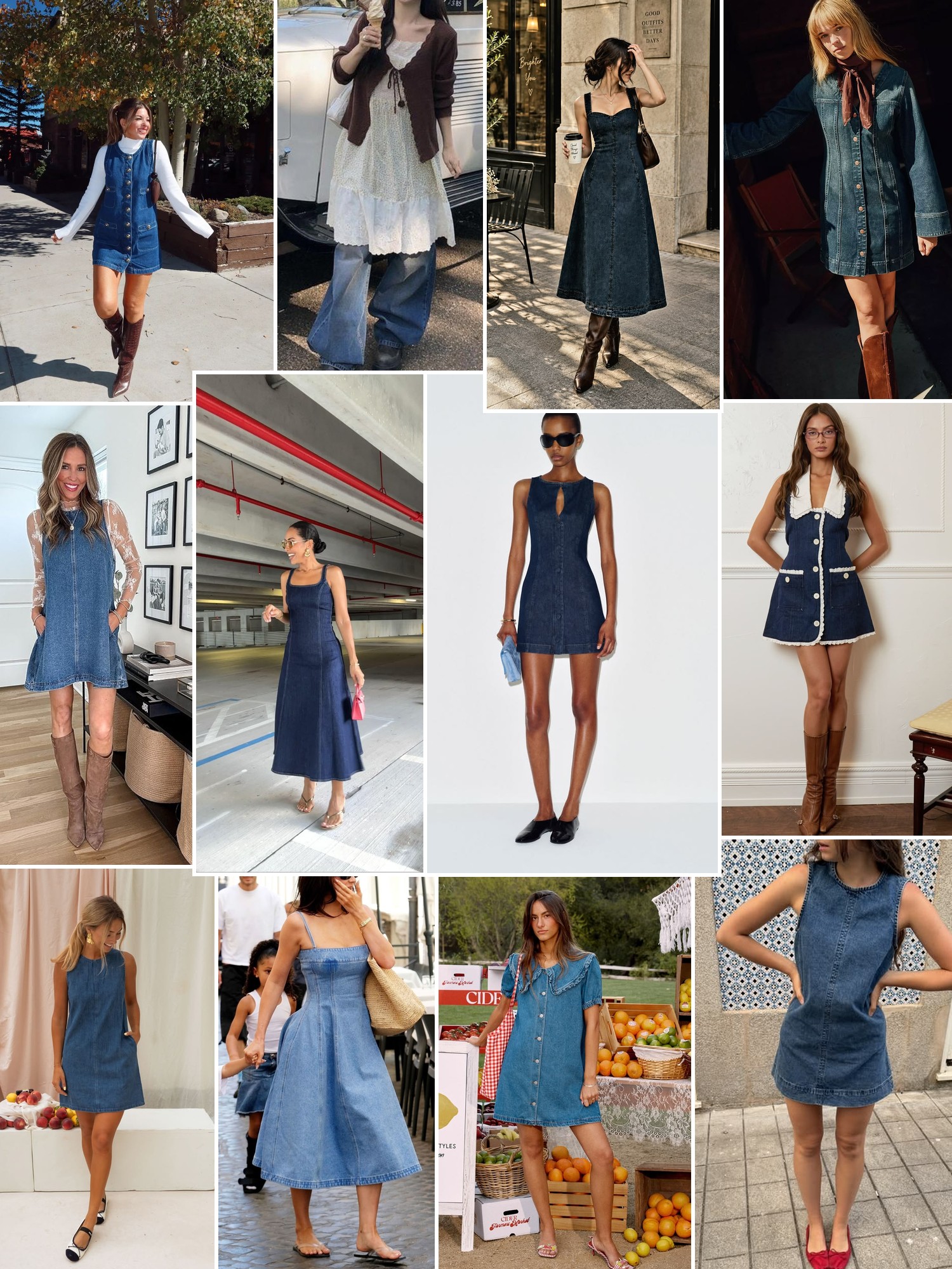 Collage of runway looks, campaign shots and street style outfits that capture the With Jean mood