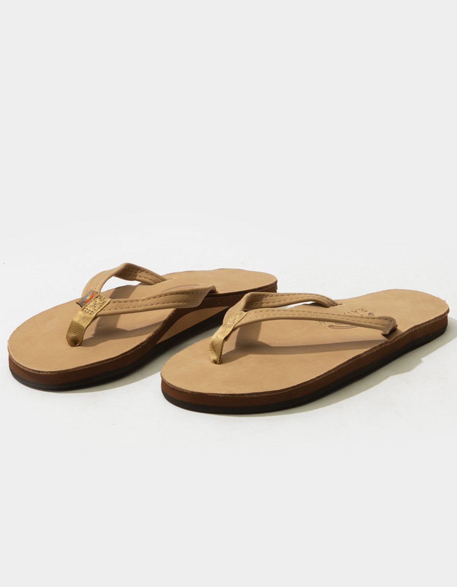 Narrow Strap Flip Flops in Sand