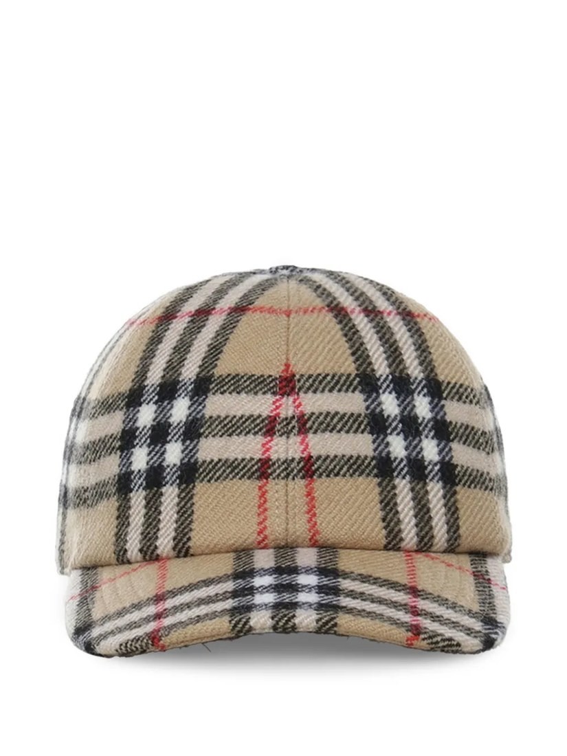 Check wool baseball cap