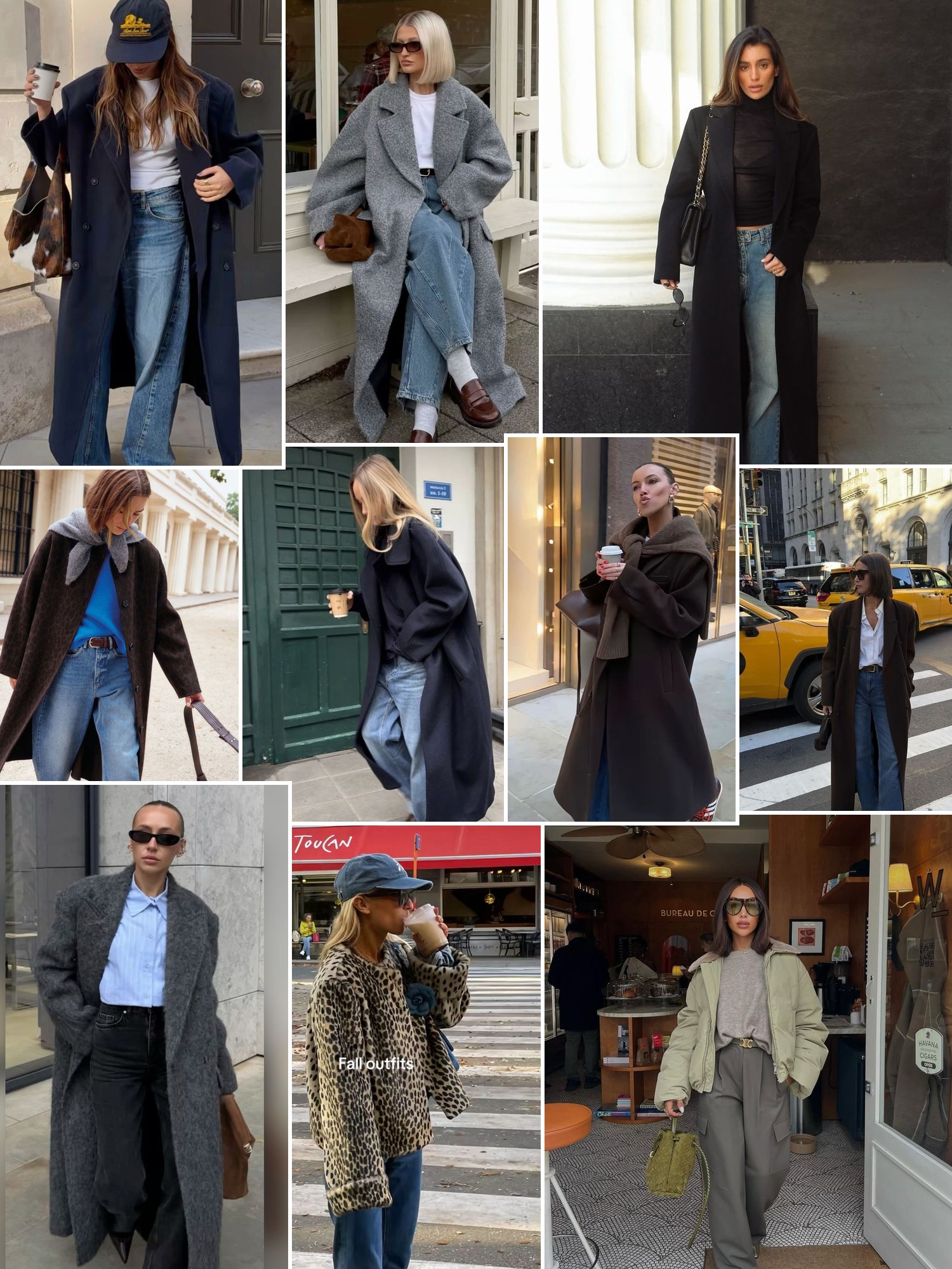 Collage of wool coats with knits and boots