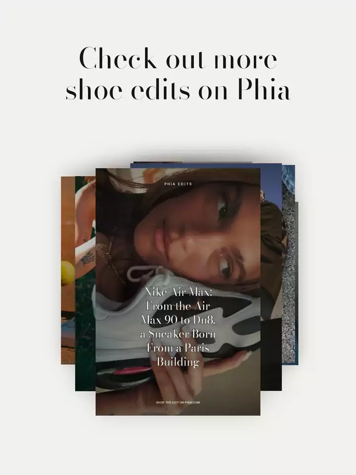 Animated slideshow: check out more shoe edits on Phia, flipping through Nike Air Max, Khaite Boots Dupe, Red Hunter Boots, Leopard Flats, Tennis Shoes, Burgundy Boots, Chanel Loafers, adidas Sambae