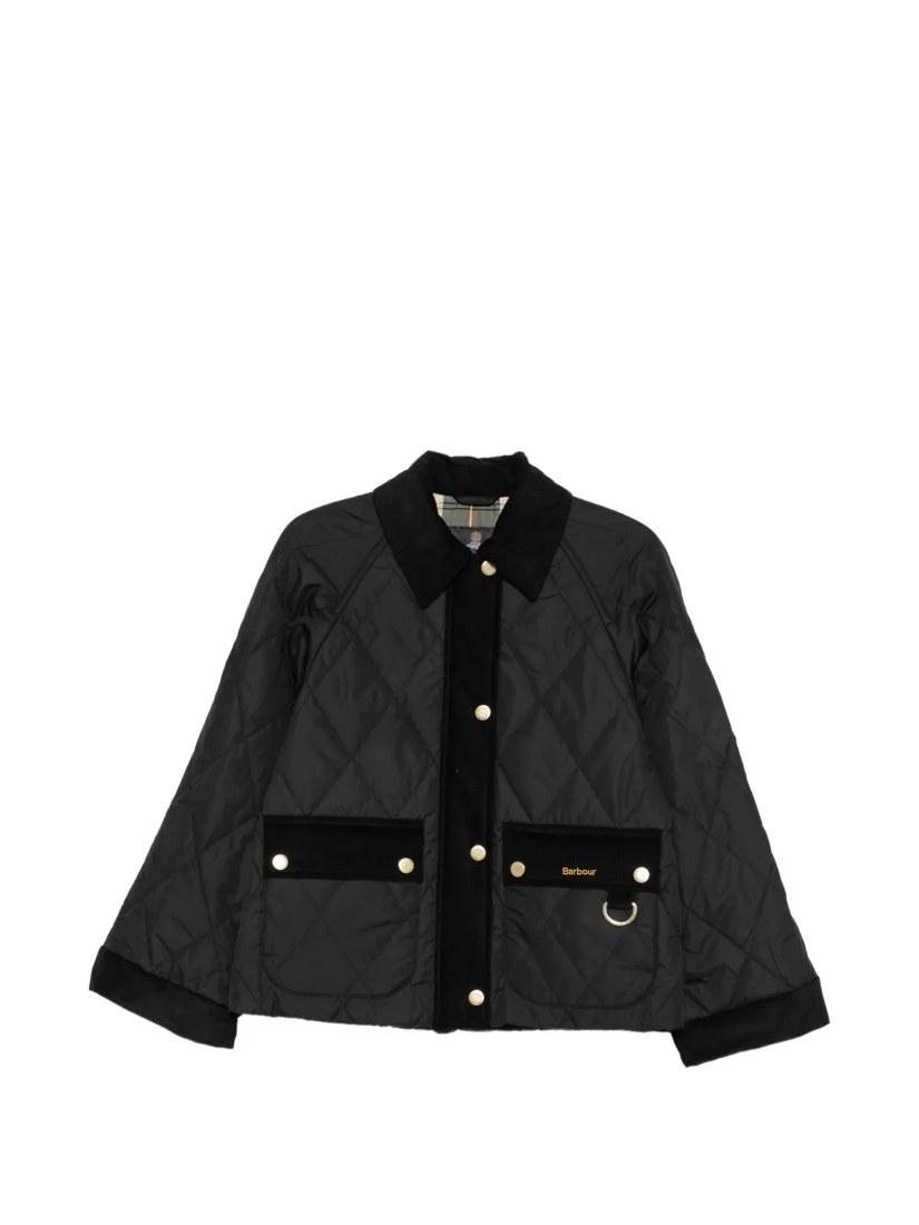 Quilted corduroy-trim jacket