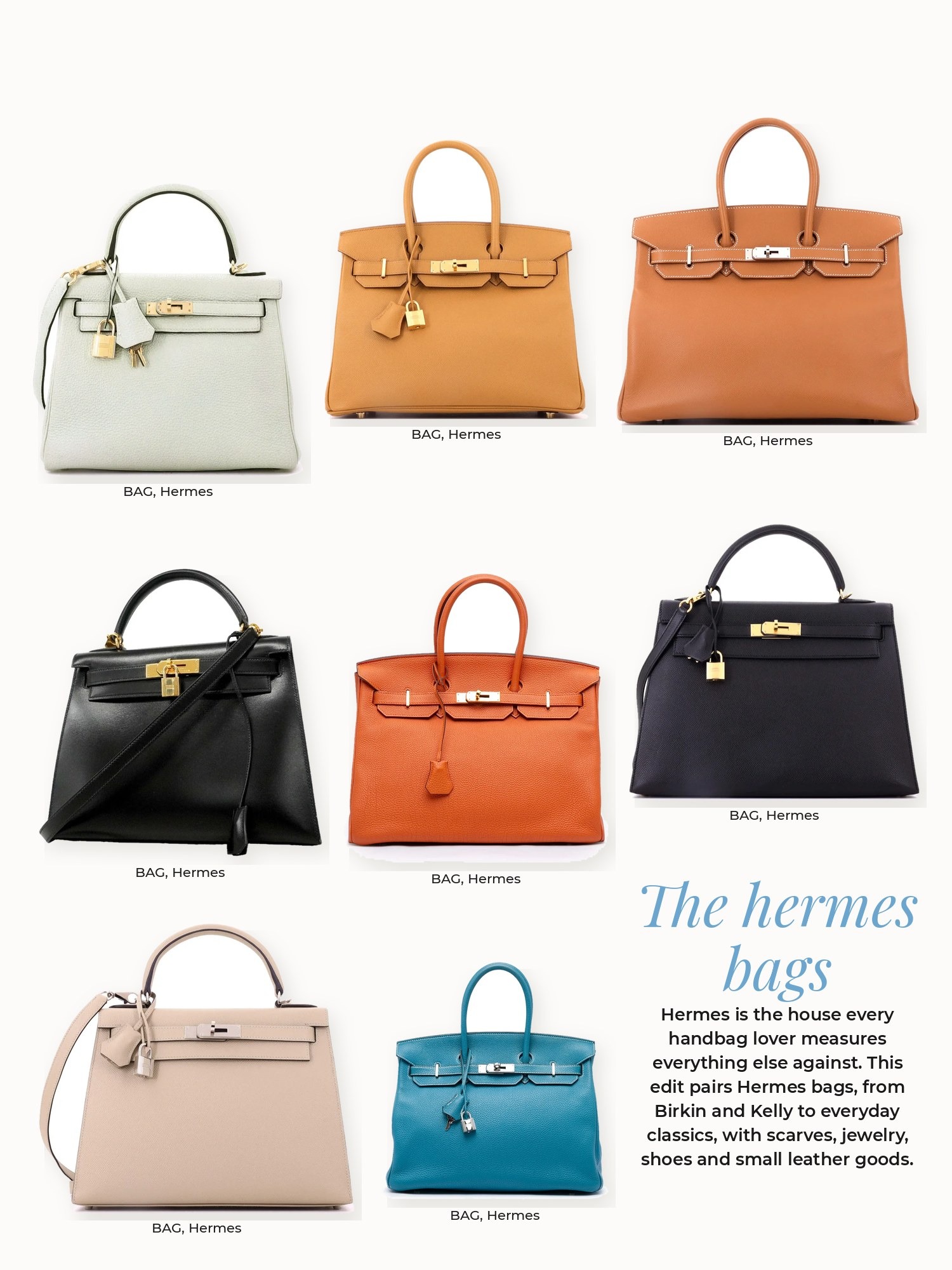 Hermes bags collage: Hermes