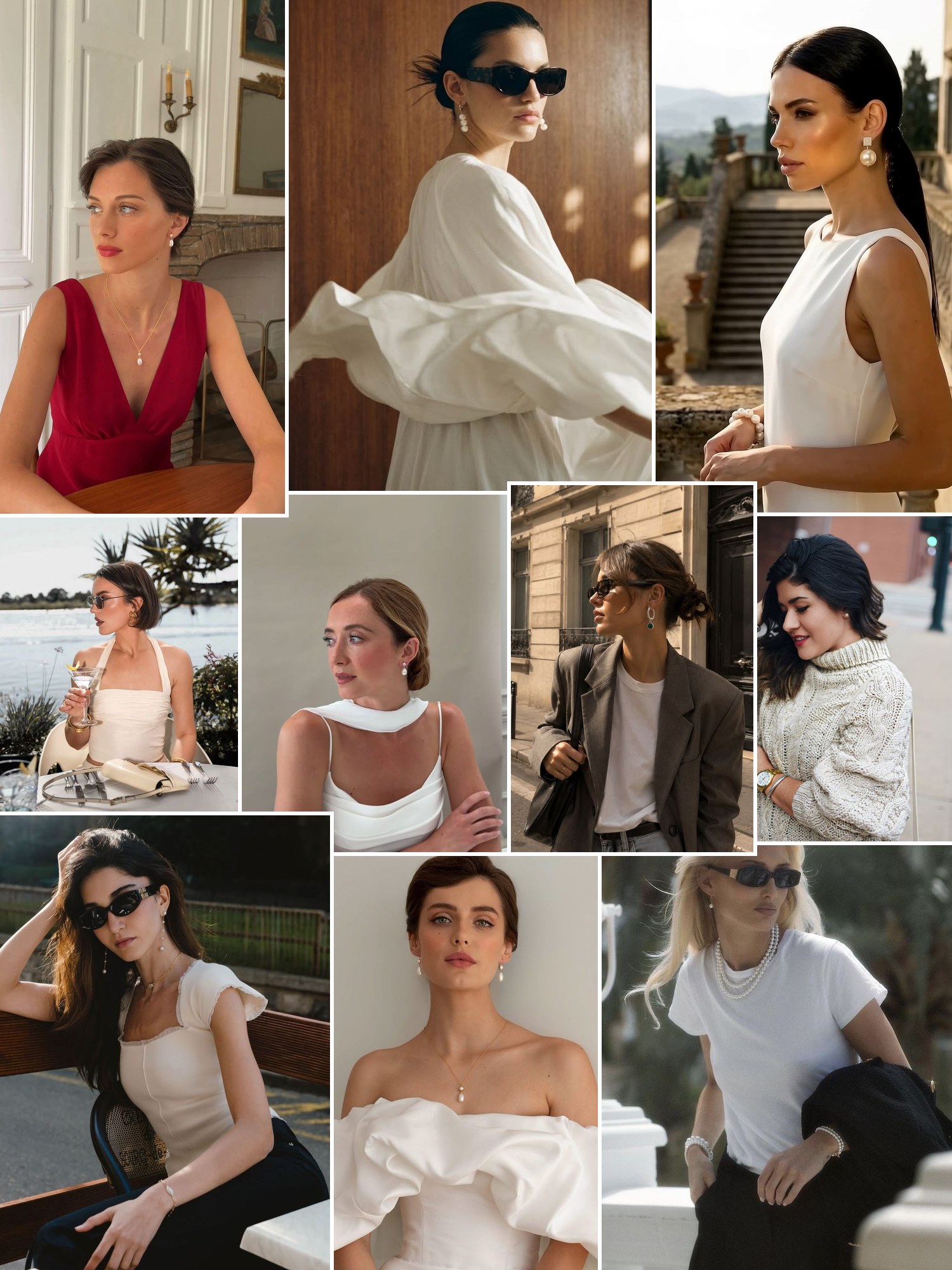 Collage of pearl drop earrings and similar looks