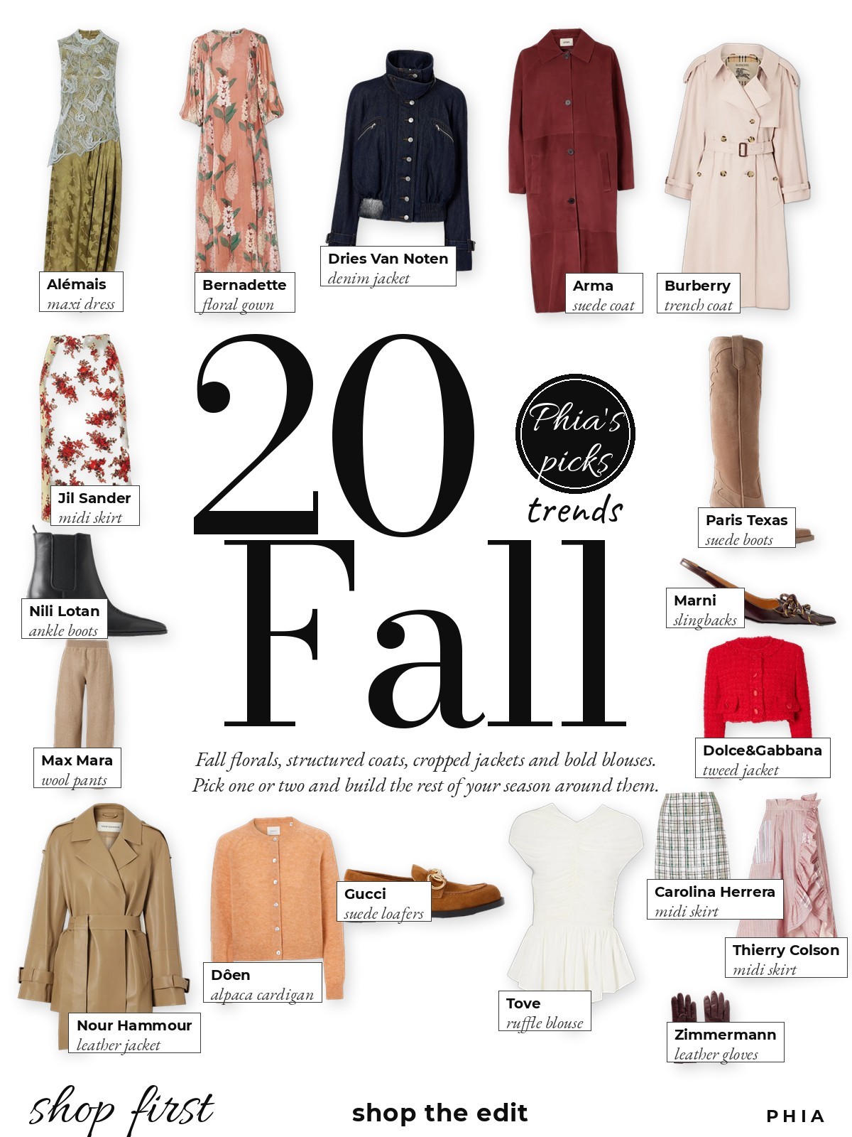 Collage: fall 2026 trend pieces around a big Fall headline
