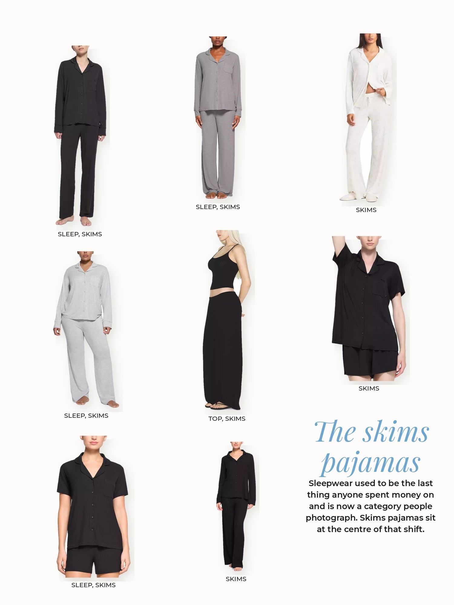 Skims pajamas collage: SKIMS