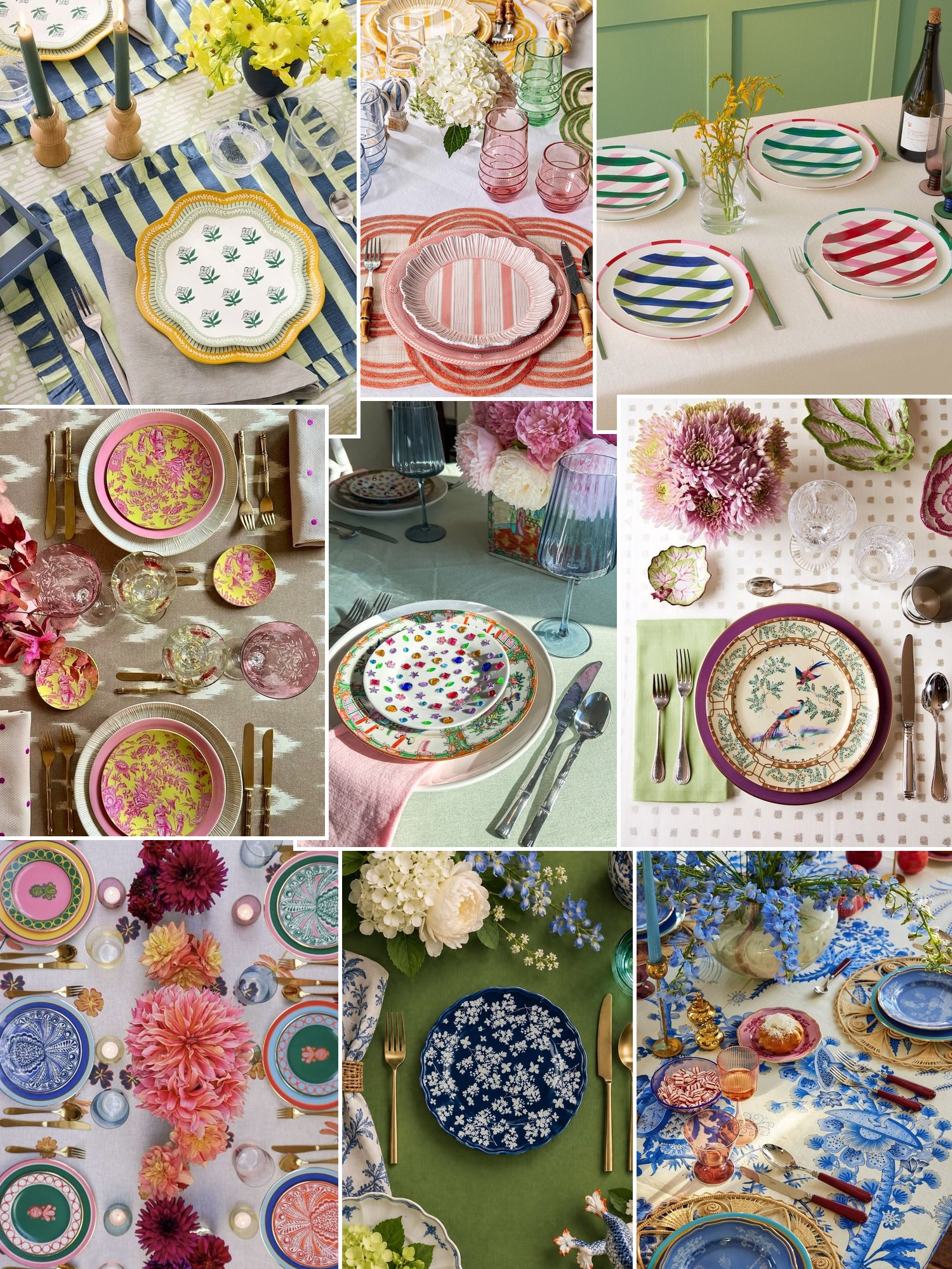 Collage of hand-painted-look dinner plates and similar looks