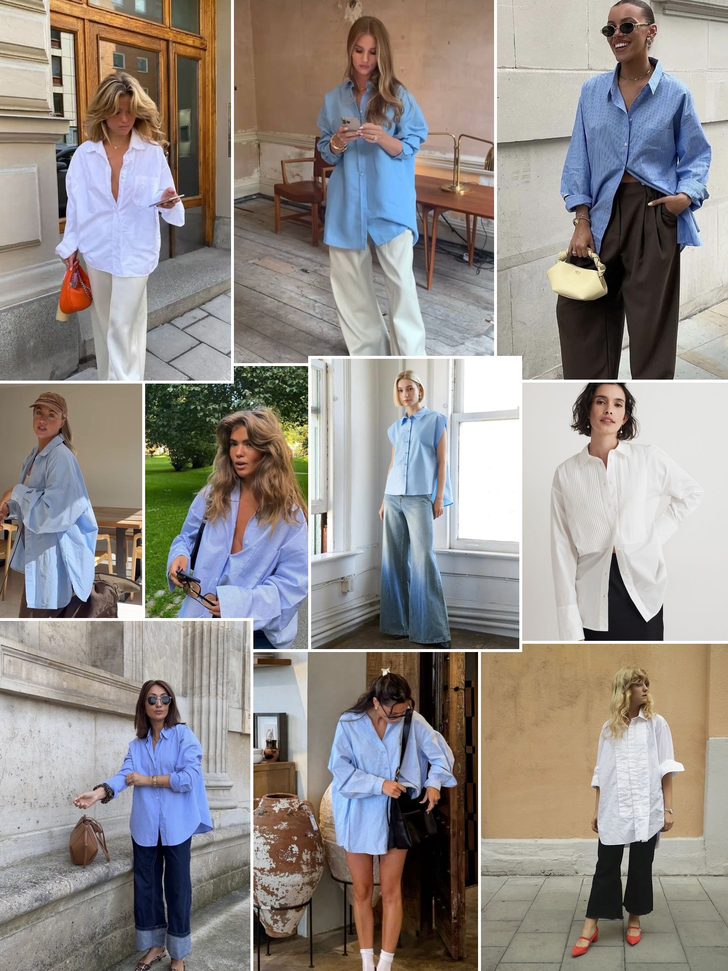 Collage of everyday outfits built around Rails