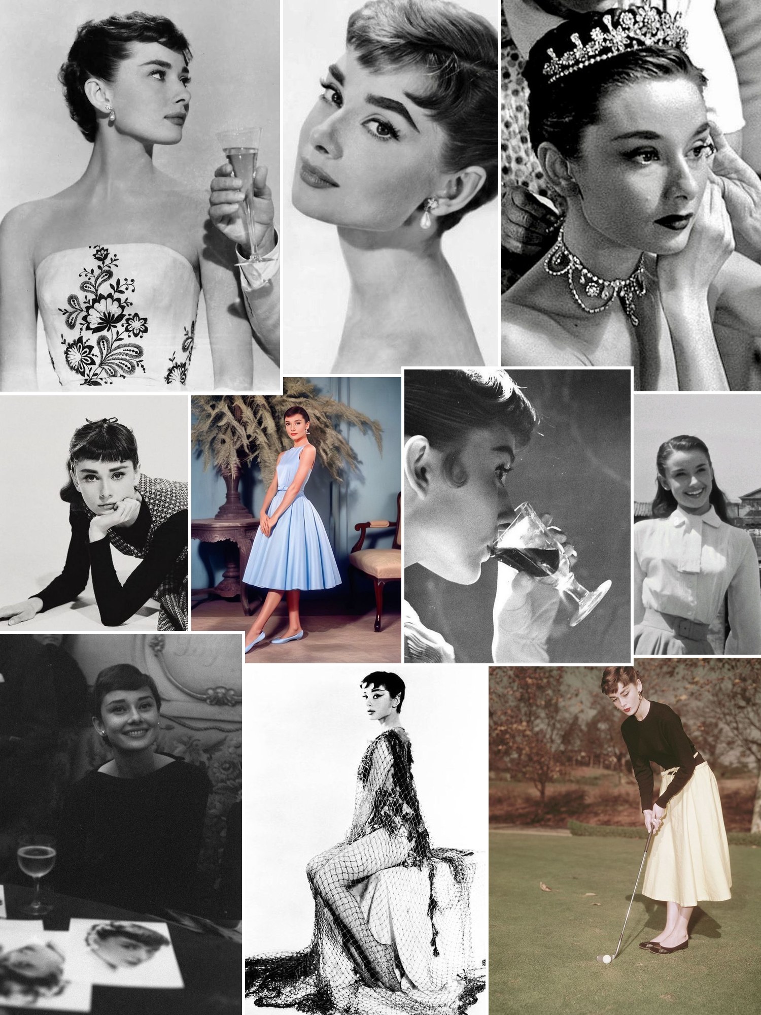 Collage of looks styled with Audrey Hepburn style