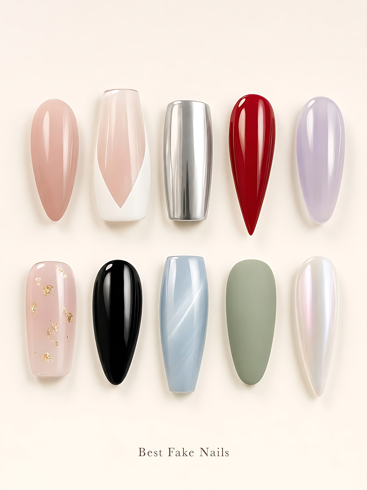 Illustrated collage of best fake nails looks