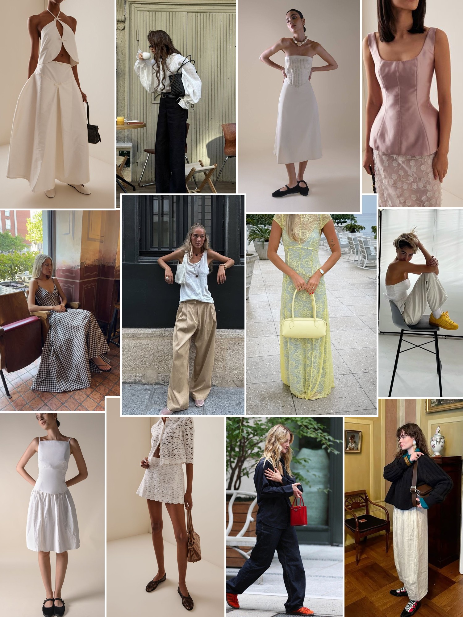 Collage of runway looks, campaign shots and street style outfits that capture the Marlies Grace mood