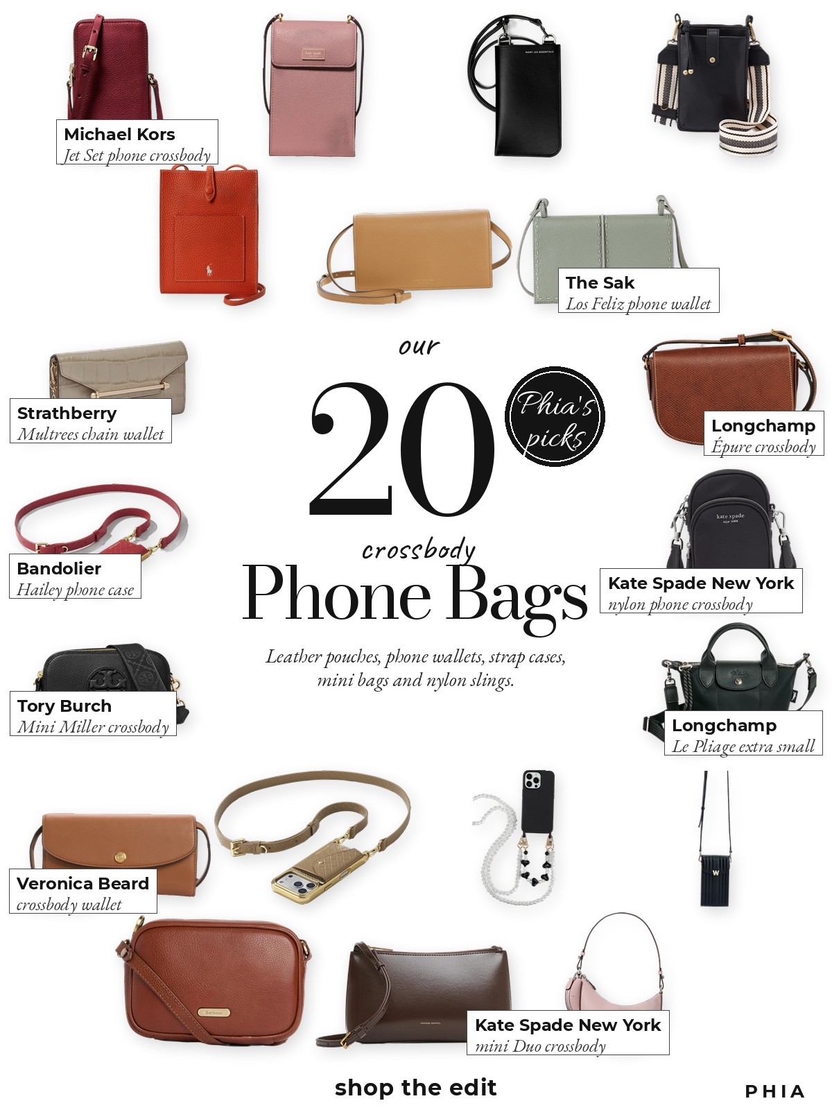 Collage of 20 pieces for crossbody phone bag