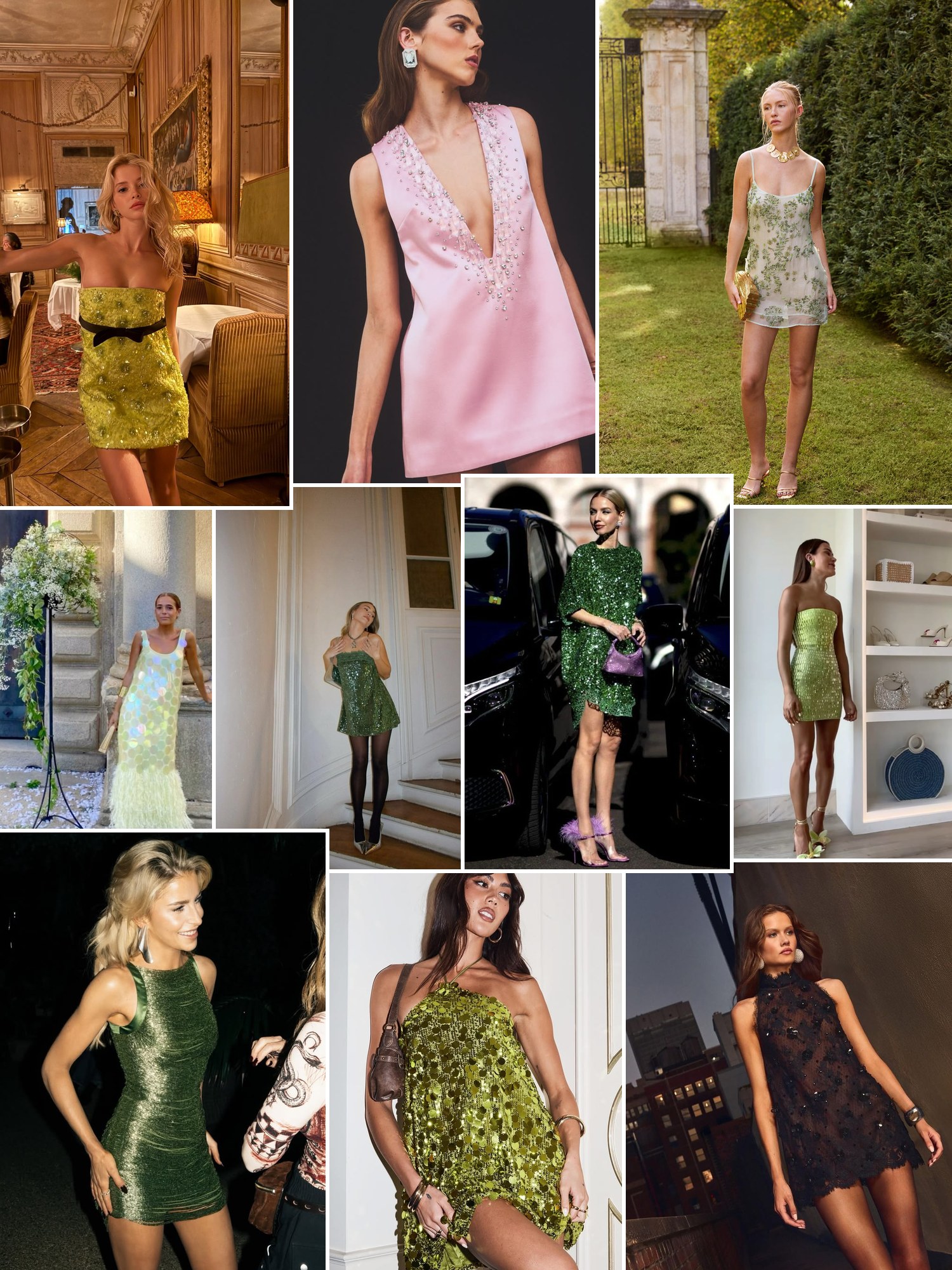 Collage of embellished mini dresses and similar looks