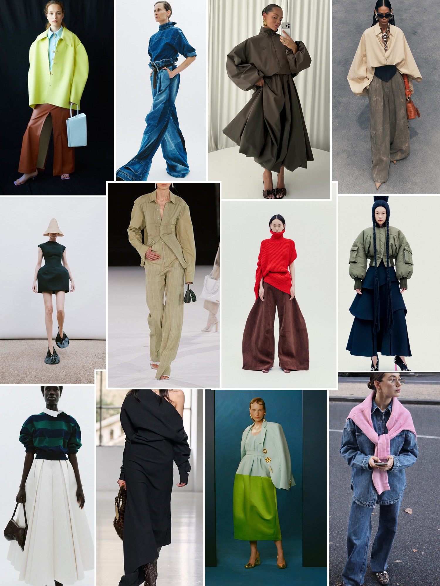 Collage of runway looks, campaign shots and street style outfits that capture the A.W.A.K.E. MODE mood