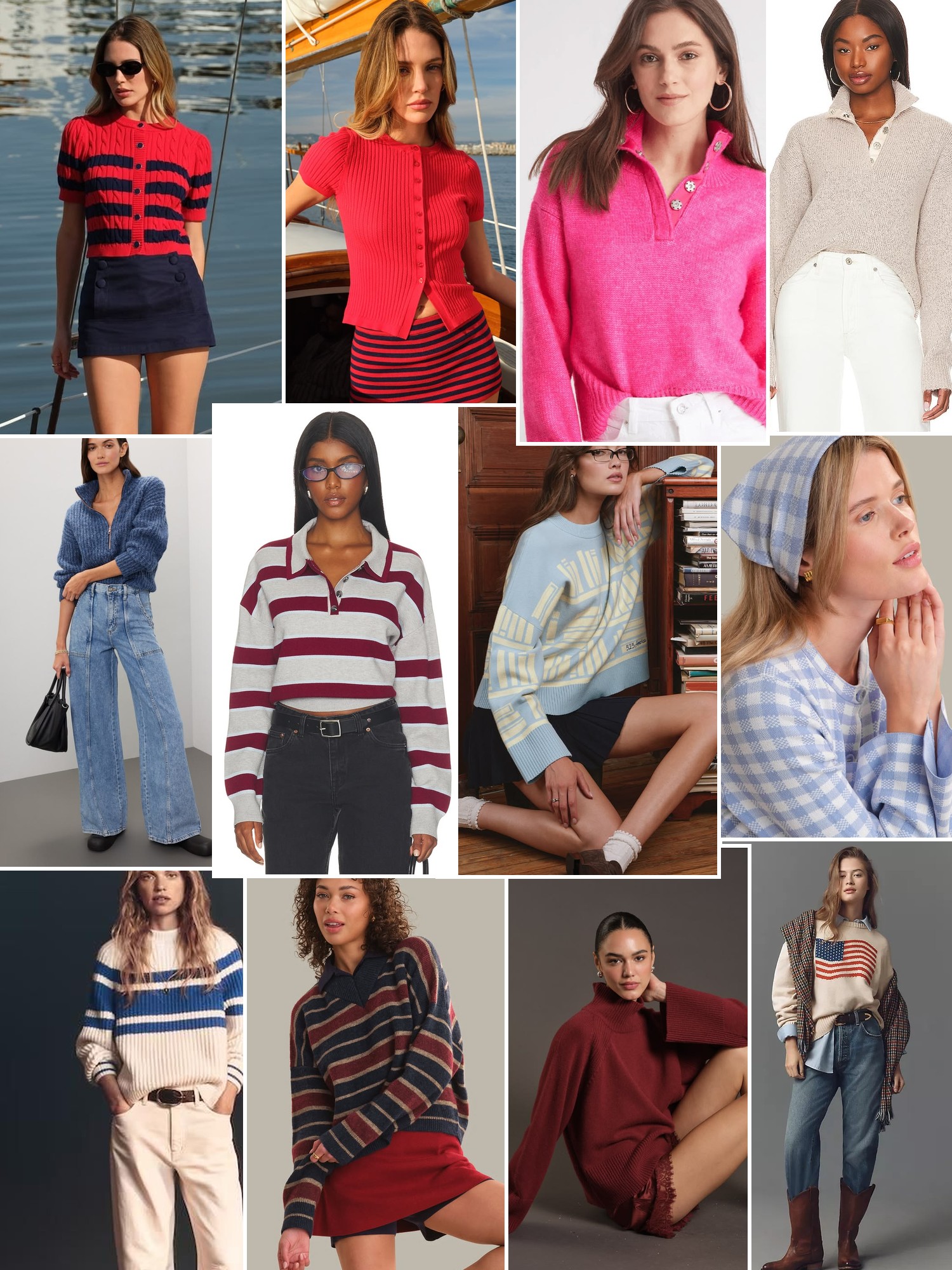 Collage of runway looks, campaign shots and street style outfits that capture the 525 America mood