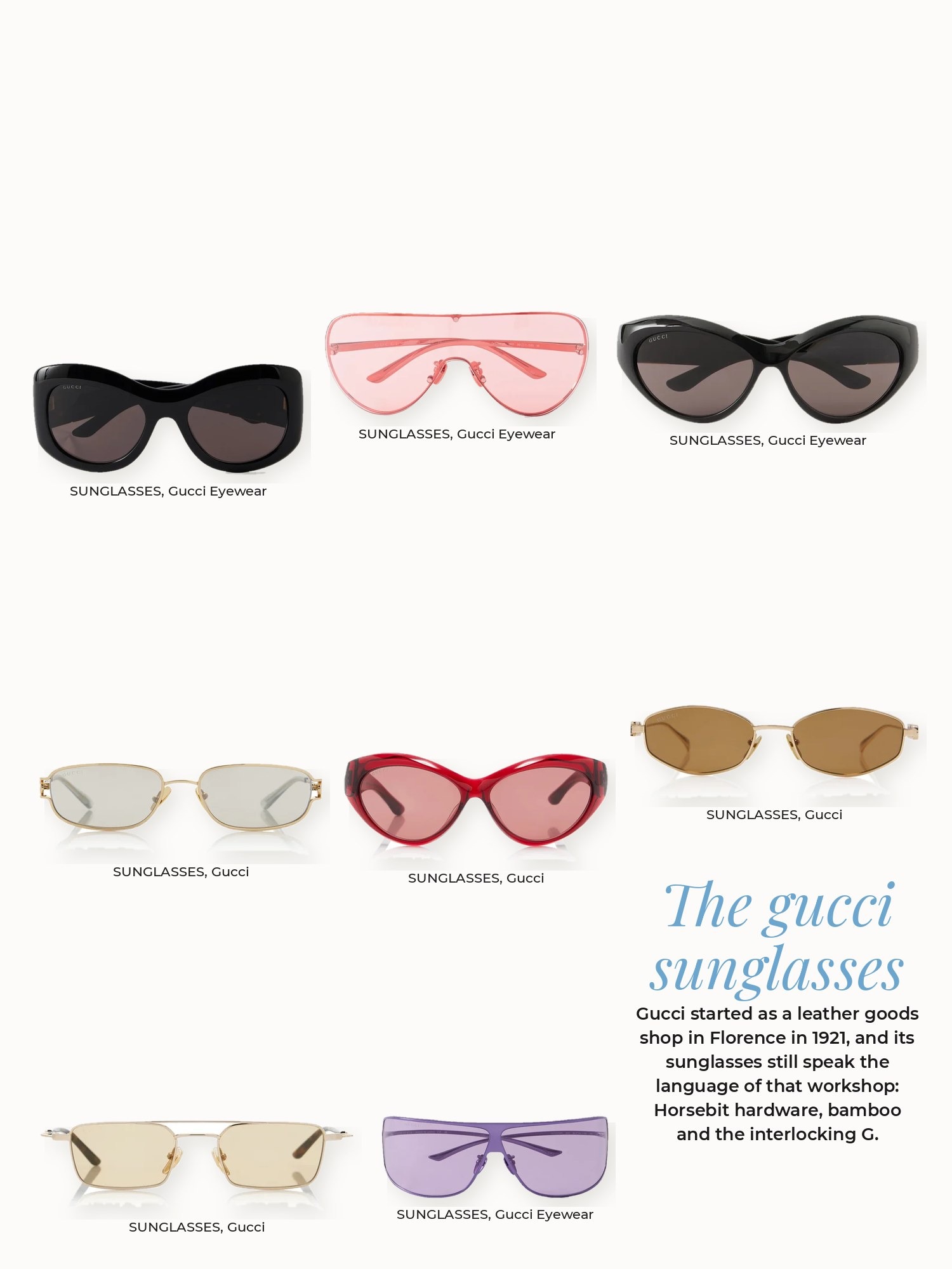 Gucci sunglasses collage: Gucci, Gucci Eyewear