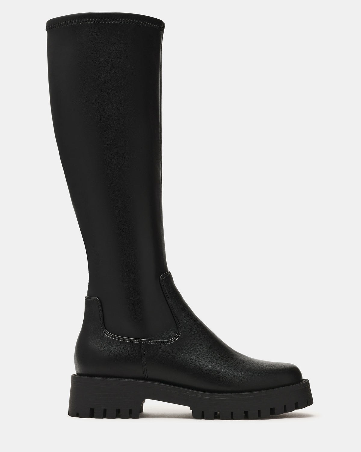 Labelle Black Lug Sole Knee-High Boots