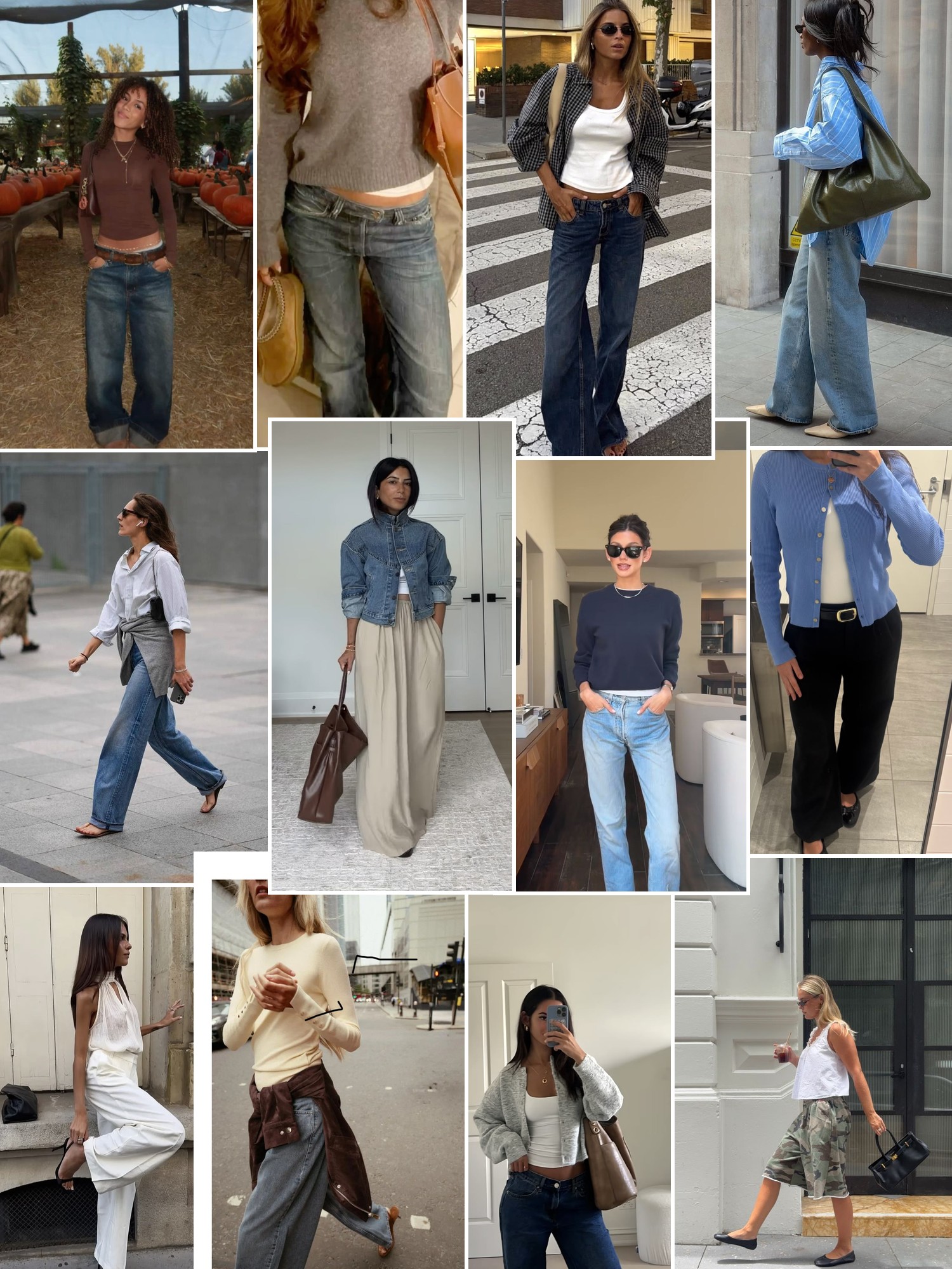 Collage of runway looks, campaign shots and street style outfits that capture the Still Here mood
