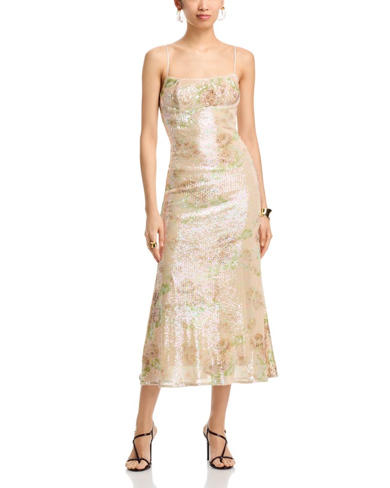 Adoni Sequin Mesh Midi Dress