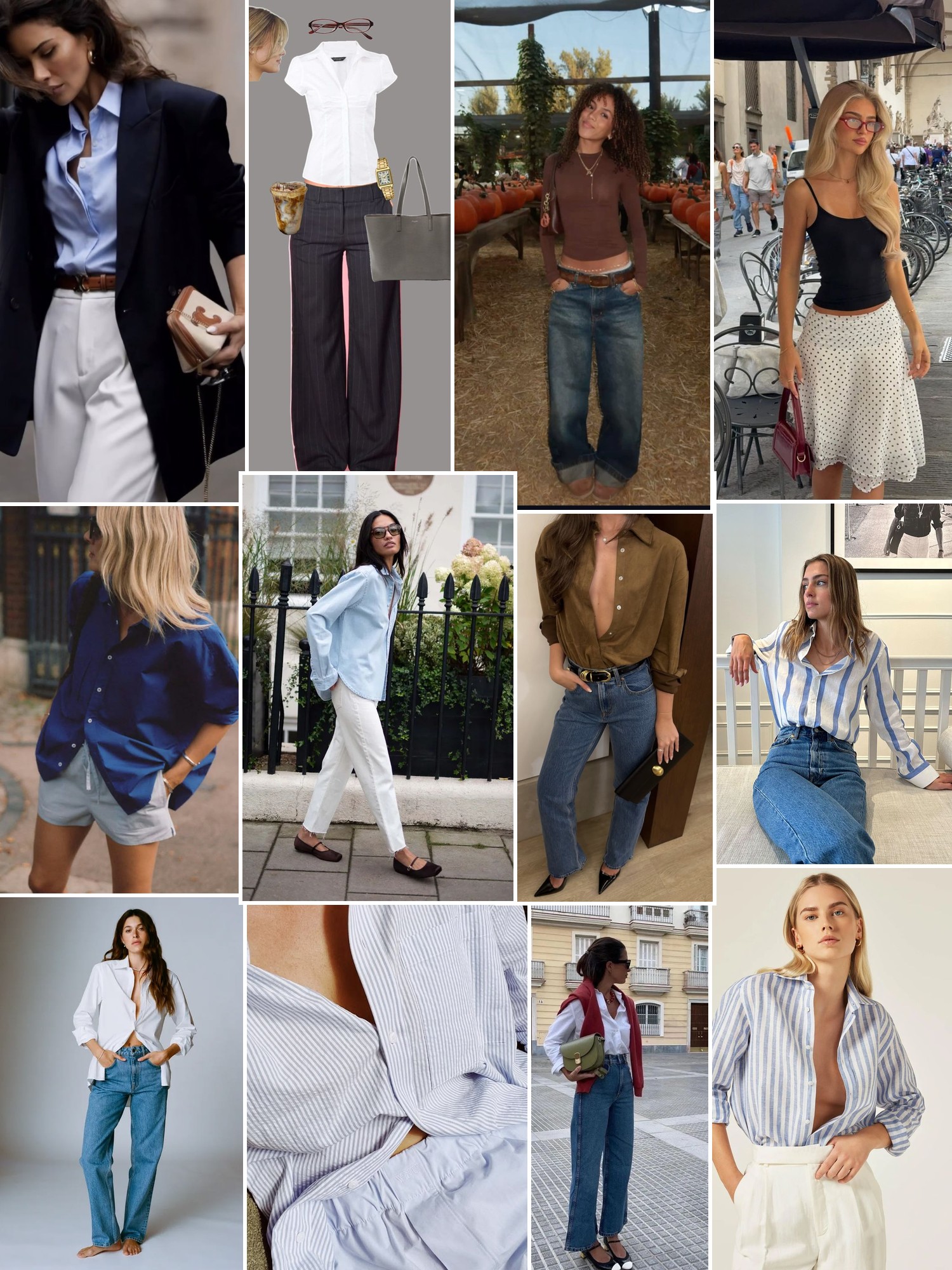 Collage of runway looks, campaign shots and street style outfits that capture the With Nothing Underneath mood