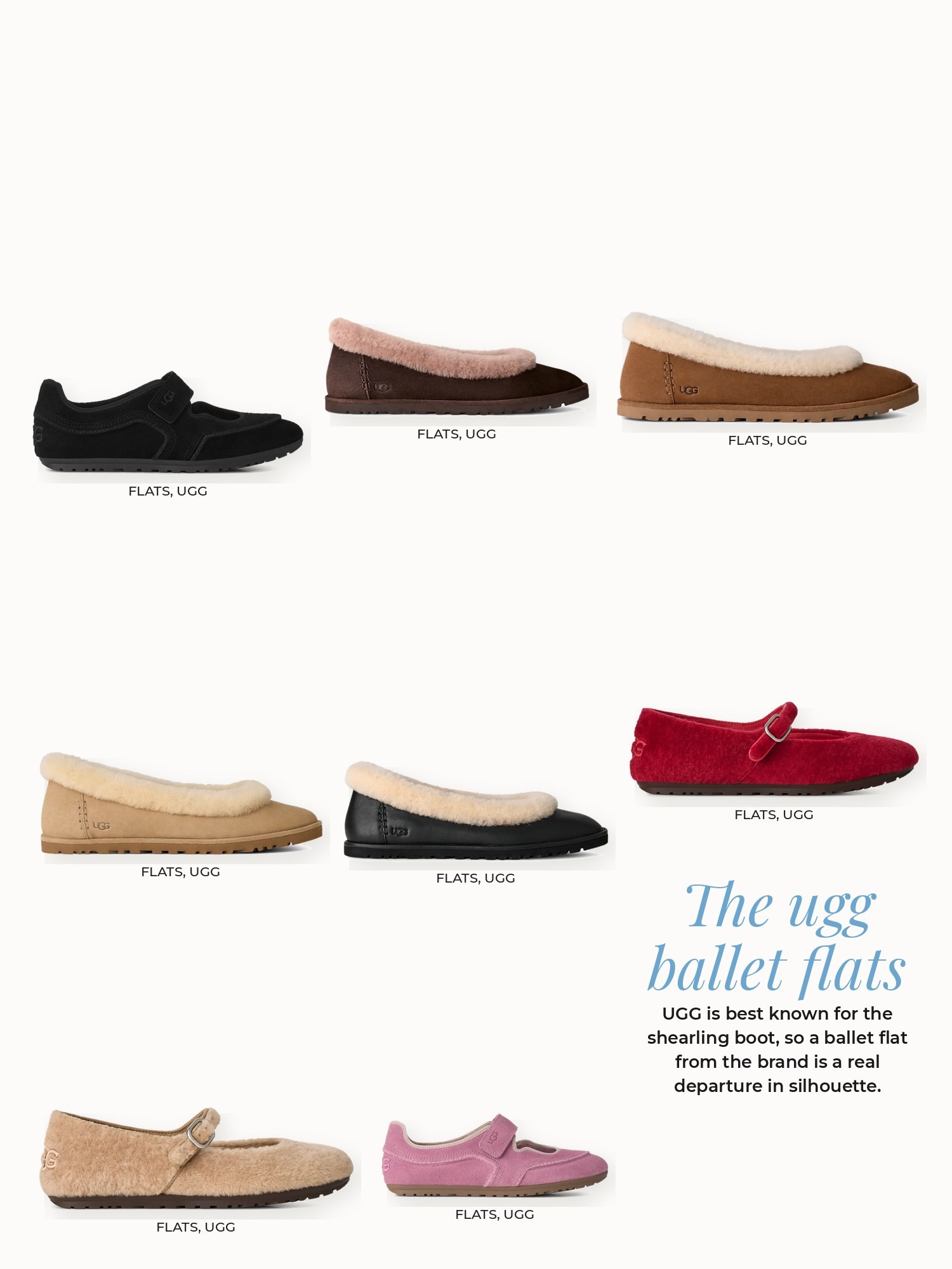 Ugg ballet flats collage: UGG