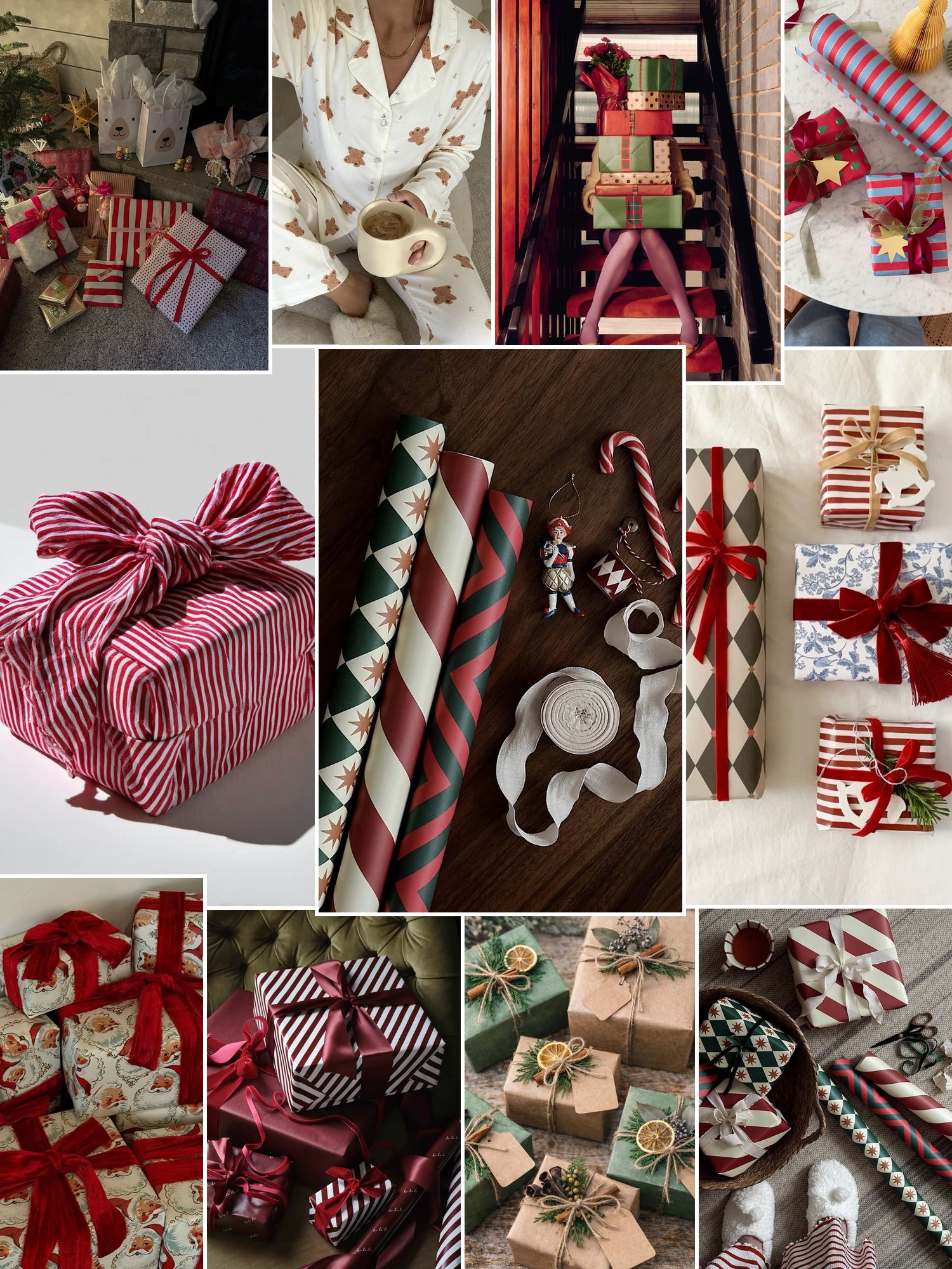 Street style collage of women wearing christmas gift ideas