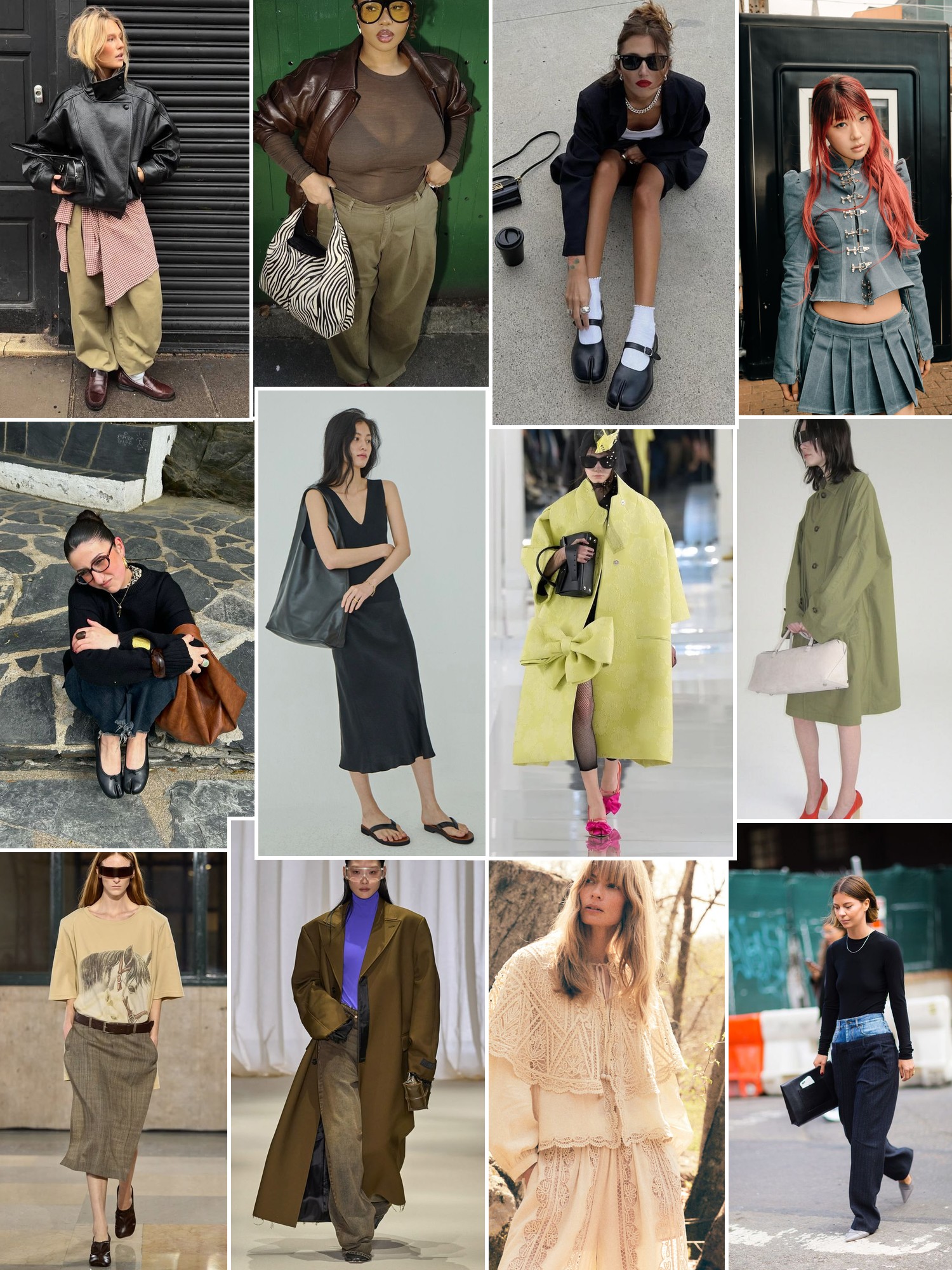 A collage of avant garde city style, sculptural dresses, oversized coats, and tailored layering.
