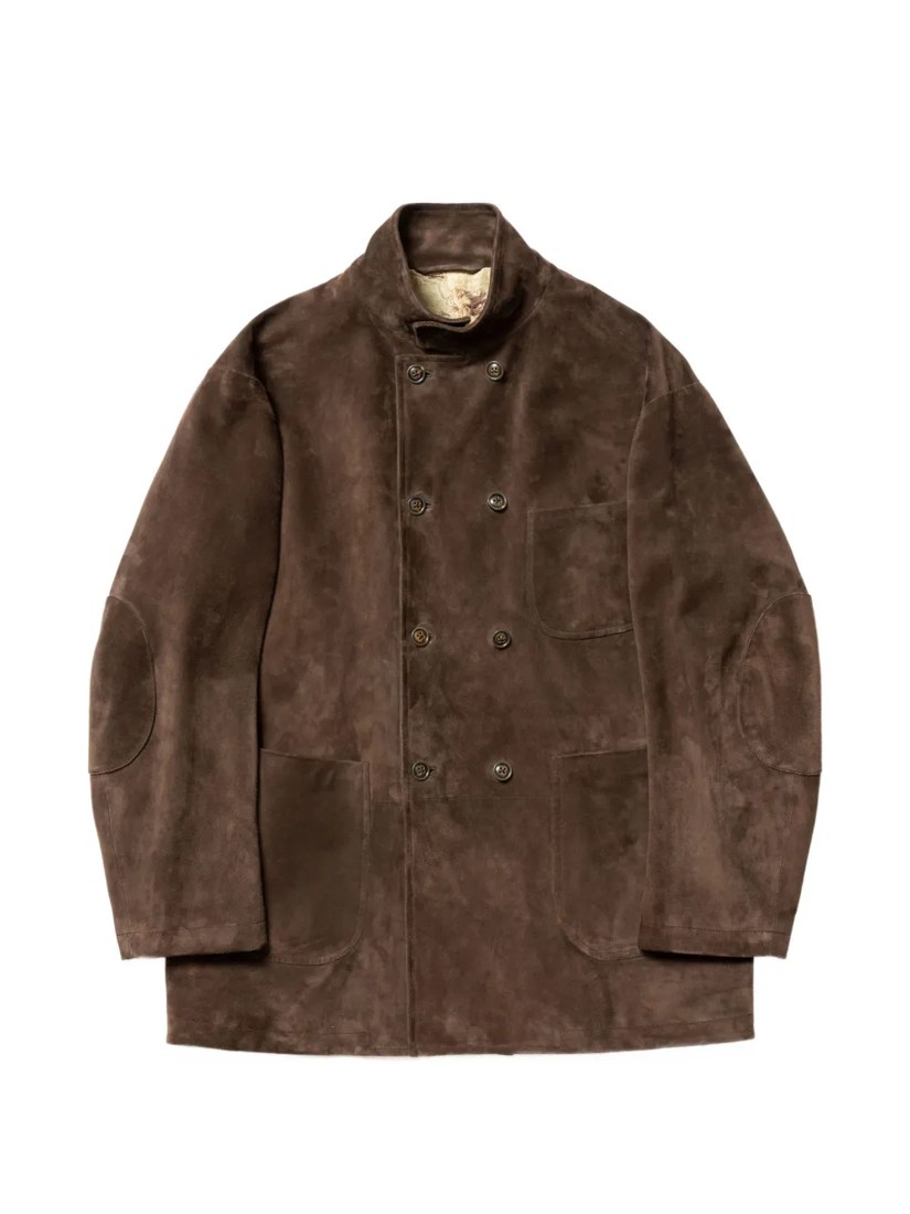 Double-breasted suede jacket