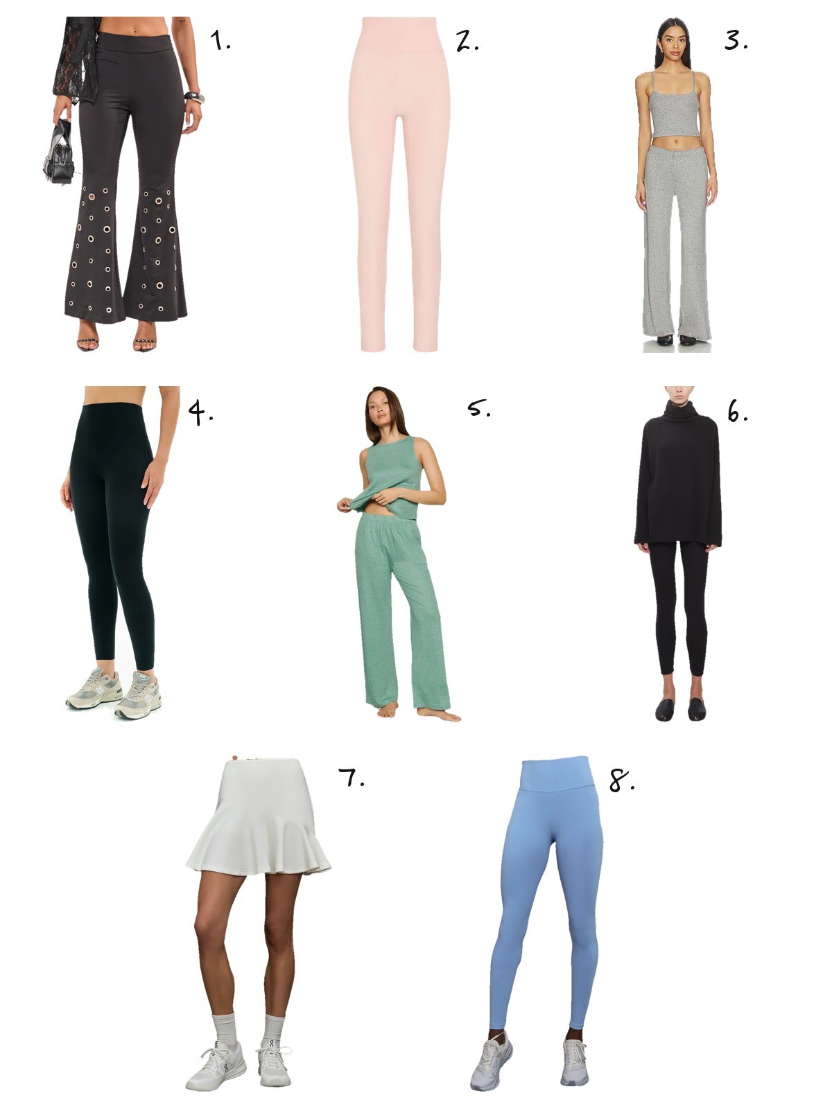 capri leggings with pockets styled, numbered picks