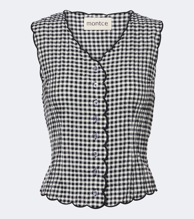 Gingham scalloped vest