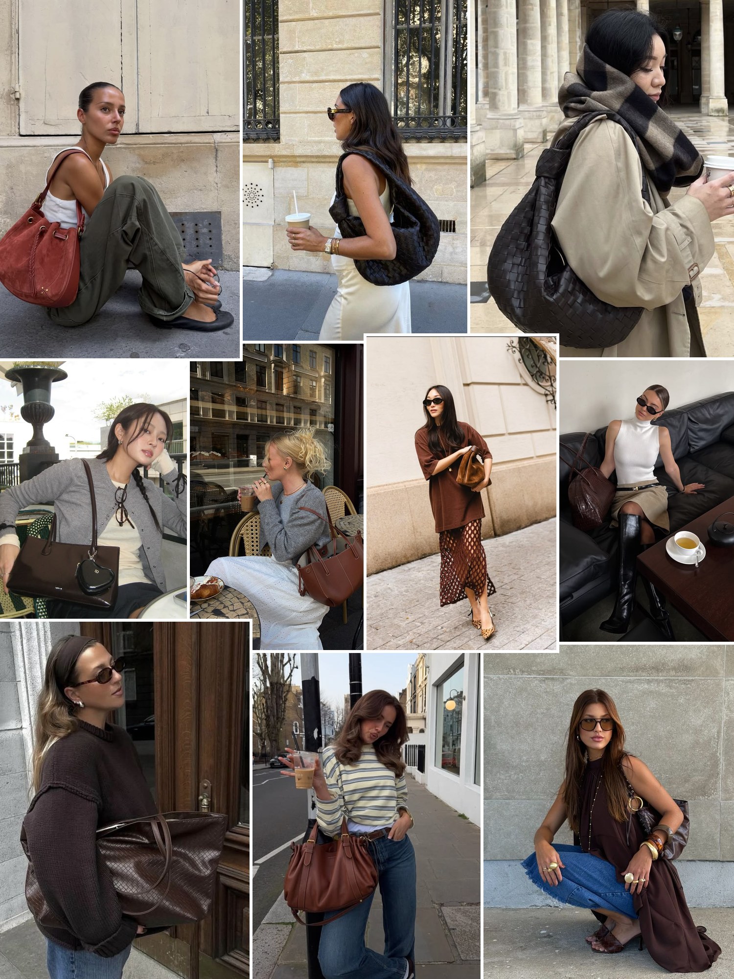 Collage of quilted matelassé hobo bags and similar looks