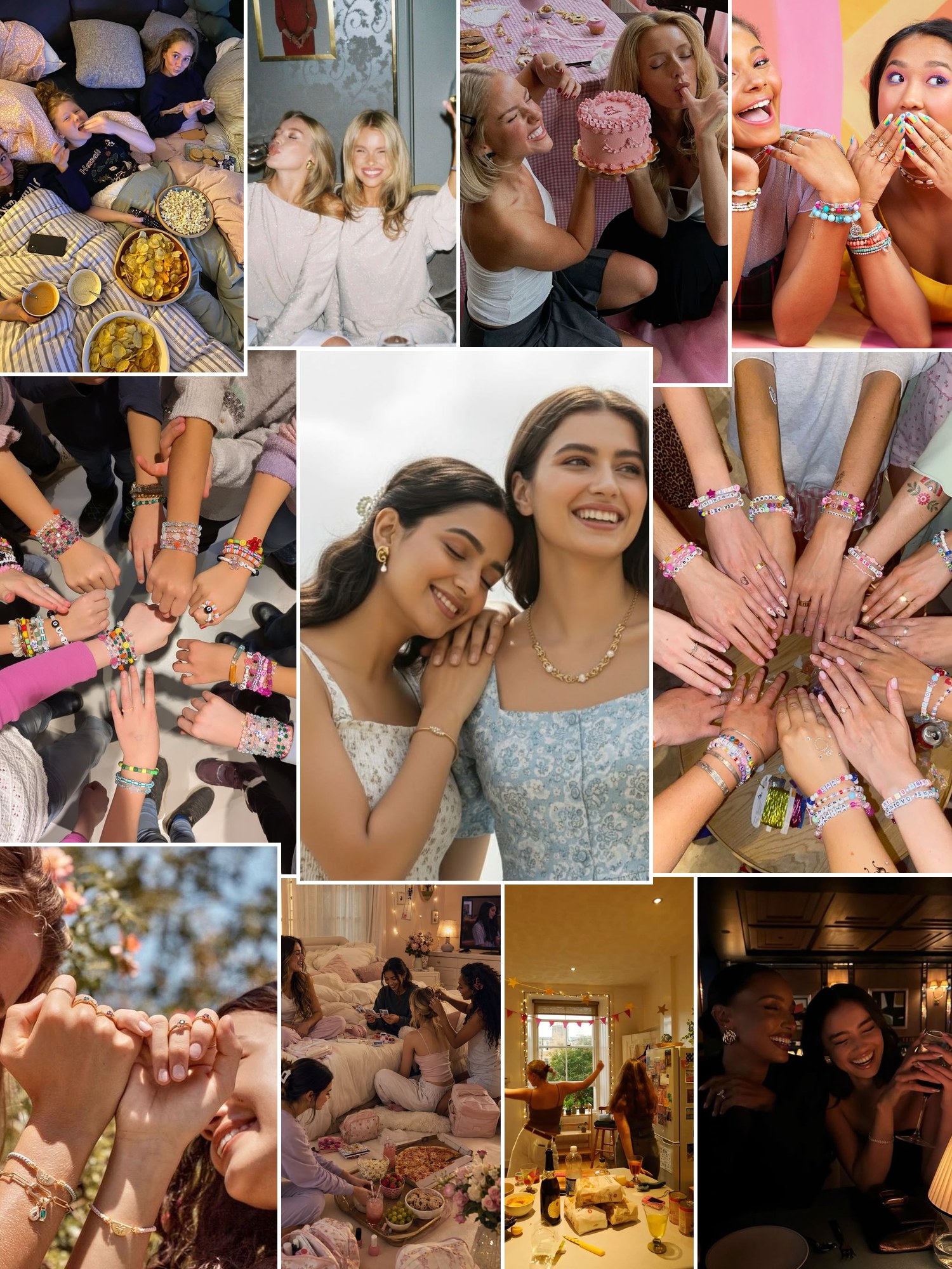 Street style collage of women wearing birthday gifts for best friend