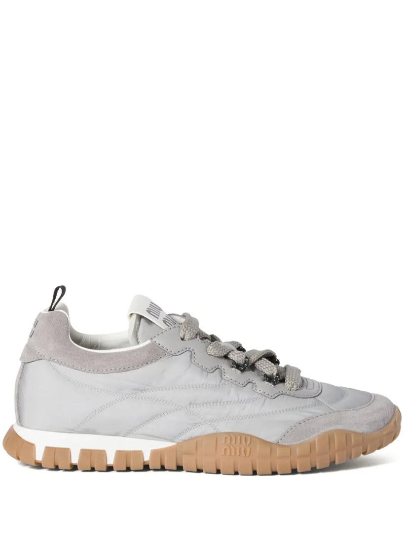 Tyre technical fabric and suede sneakers