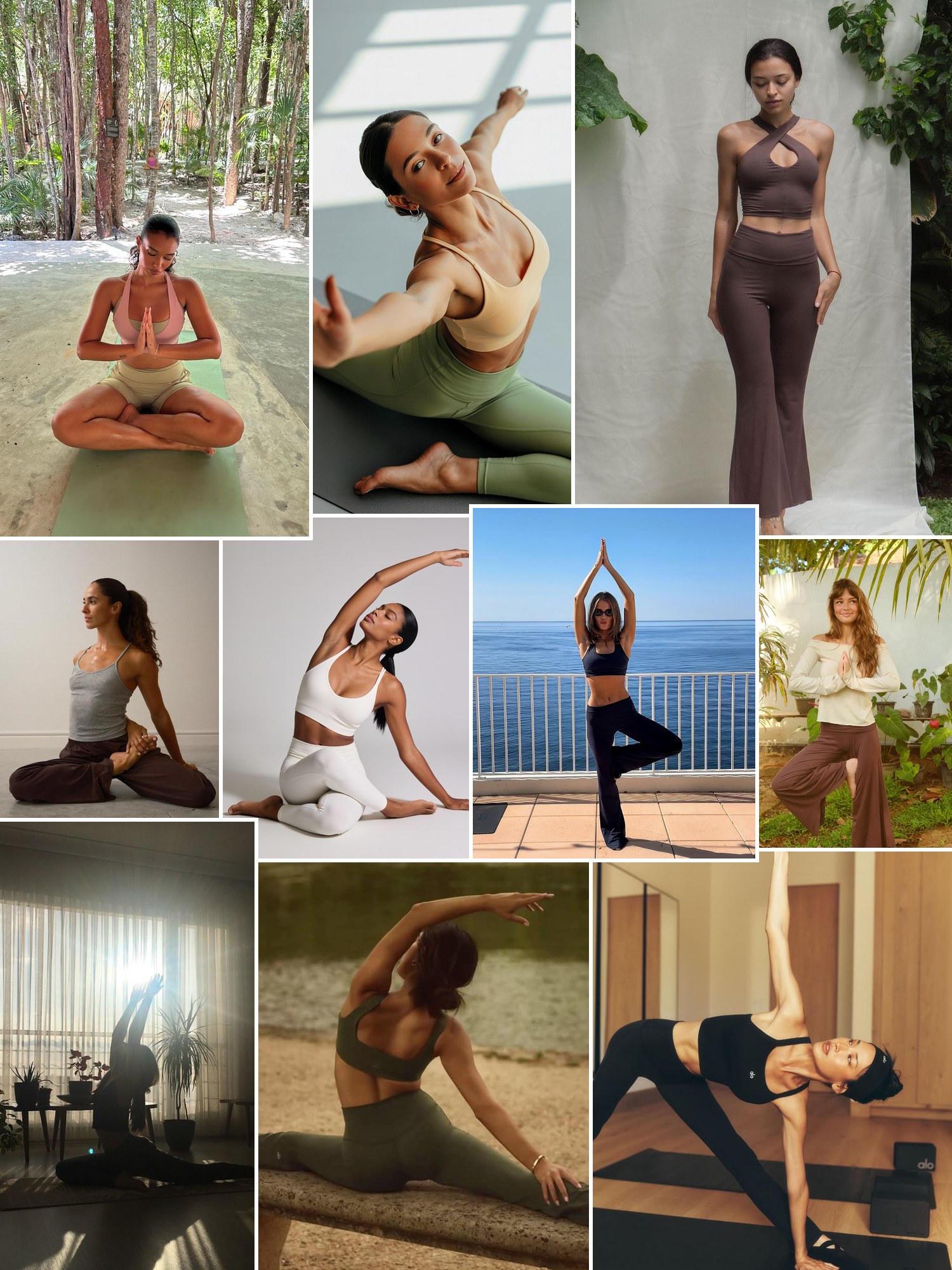 Street style collage of women wearing yoga gifts for women