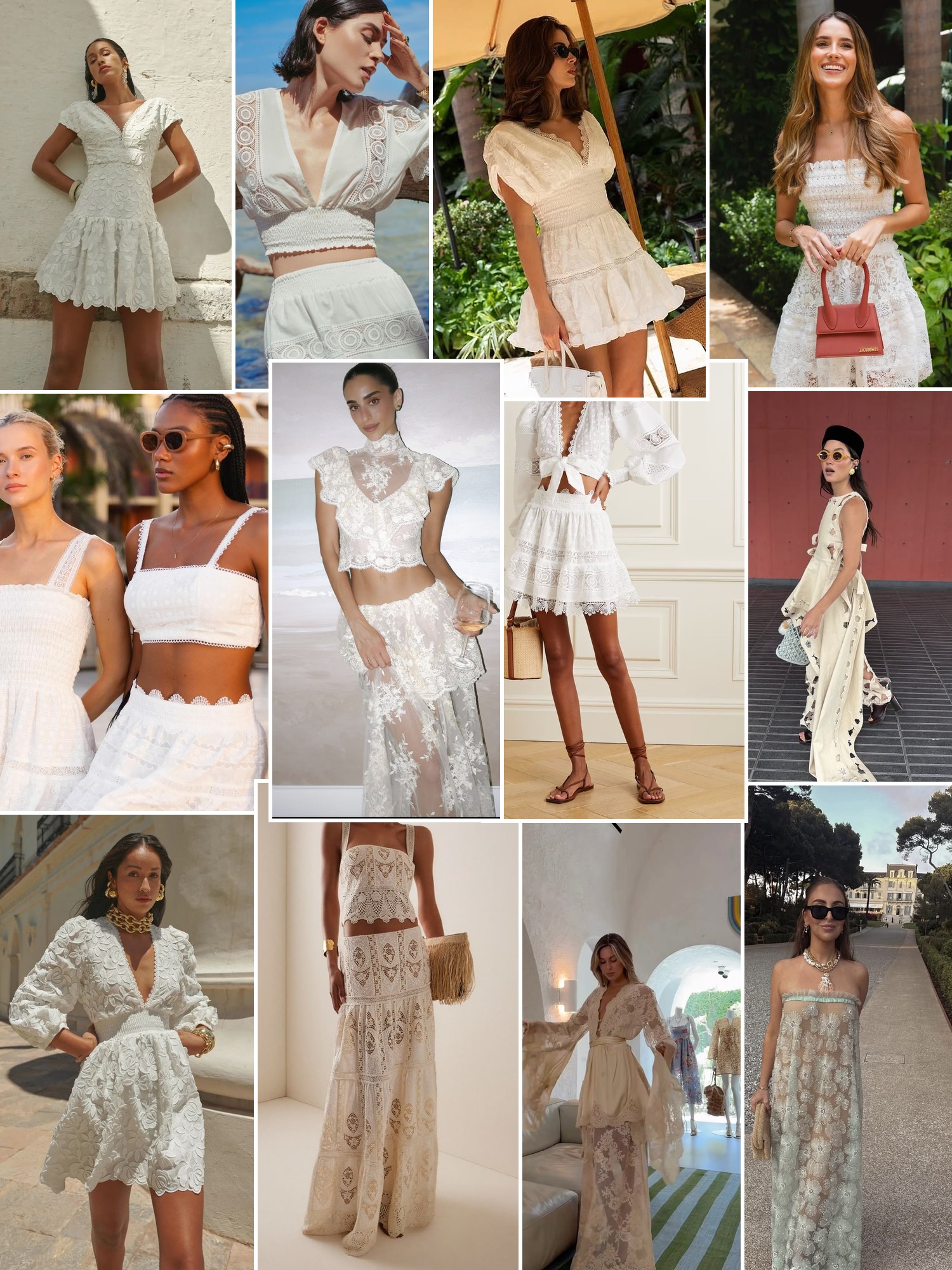 Collage of runway looks, campaign shots and street style outfits that capture the Waimari mood