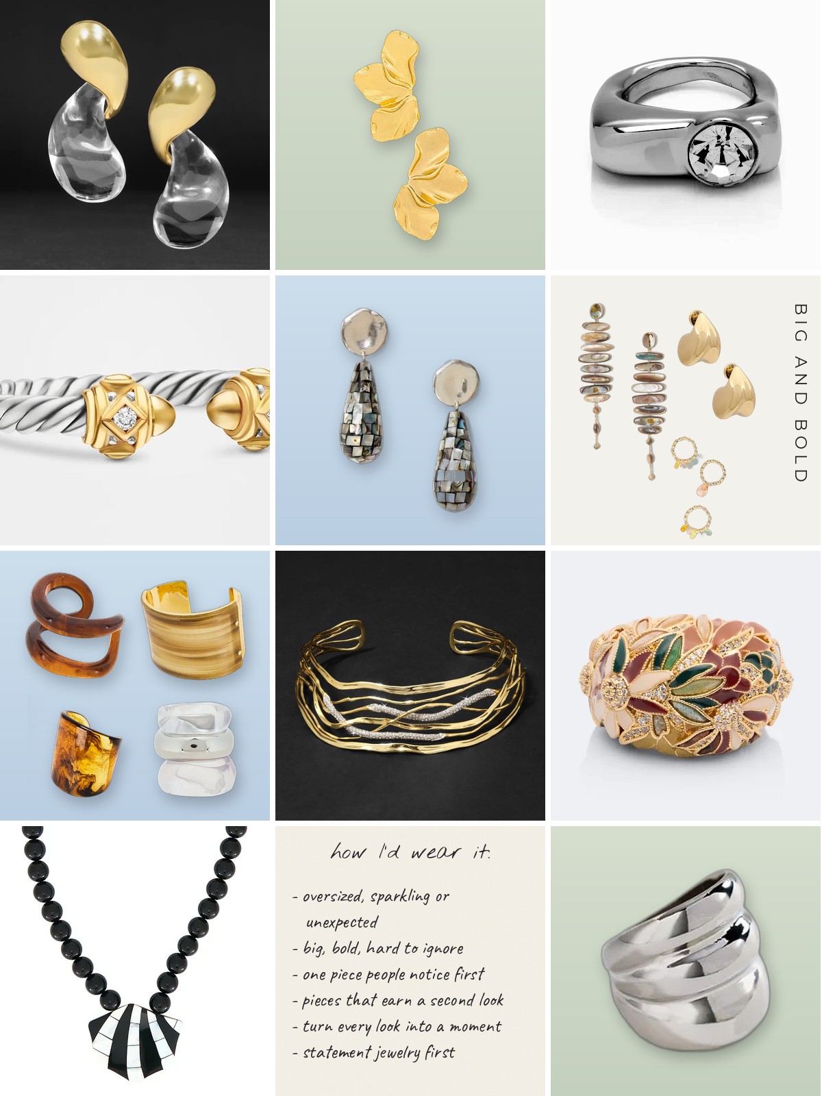 Jaw Dropping Jewelry collage with picks from Otte, David Yurman, Chan Luu and ALEXIS BITTAR