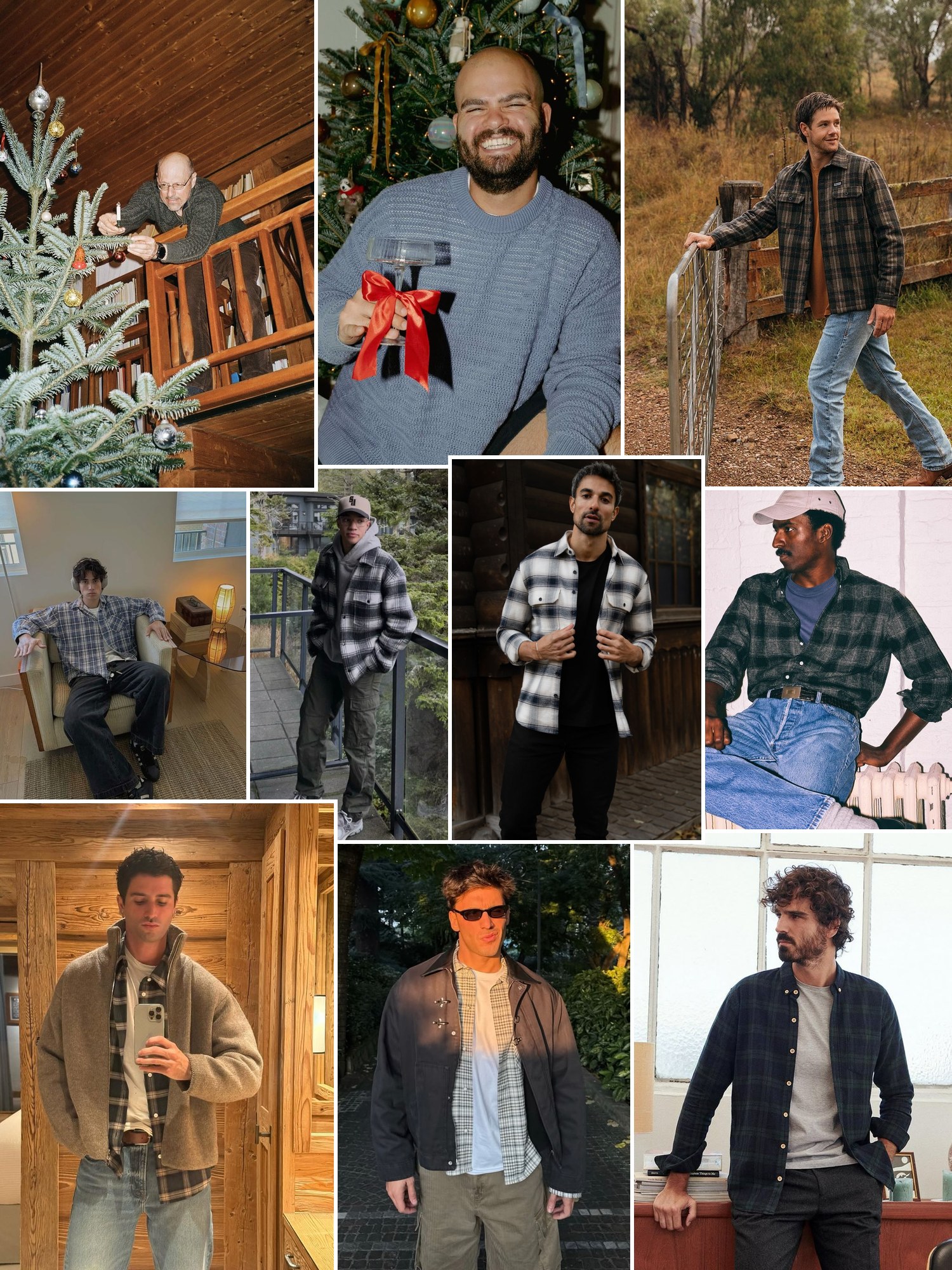 Street style collage of women wearing christmas gifts for dad