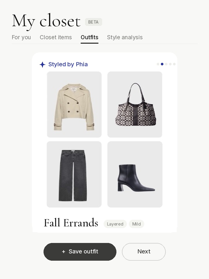 Phia Styled by Phia outfit named Fall Errands: a cream jacket, black trousers, tote and boots