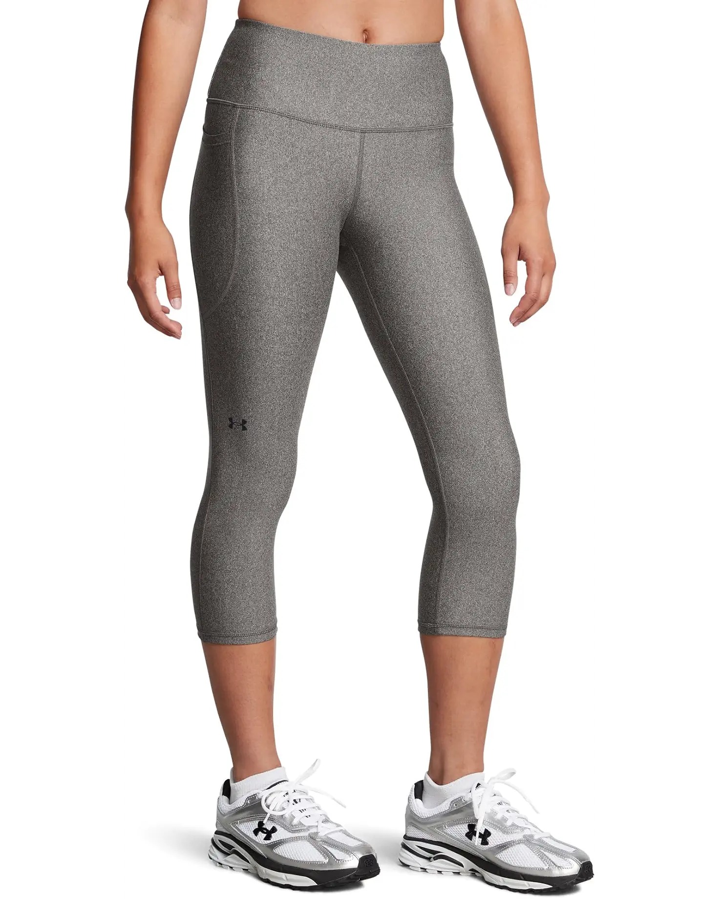 HeatGear Armour High-Waisted Pocketed Capris - Charcoal Light Heather/Black