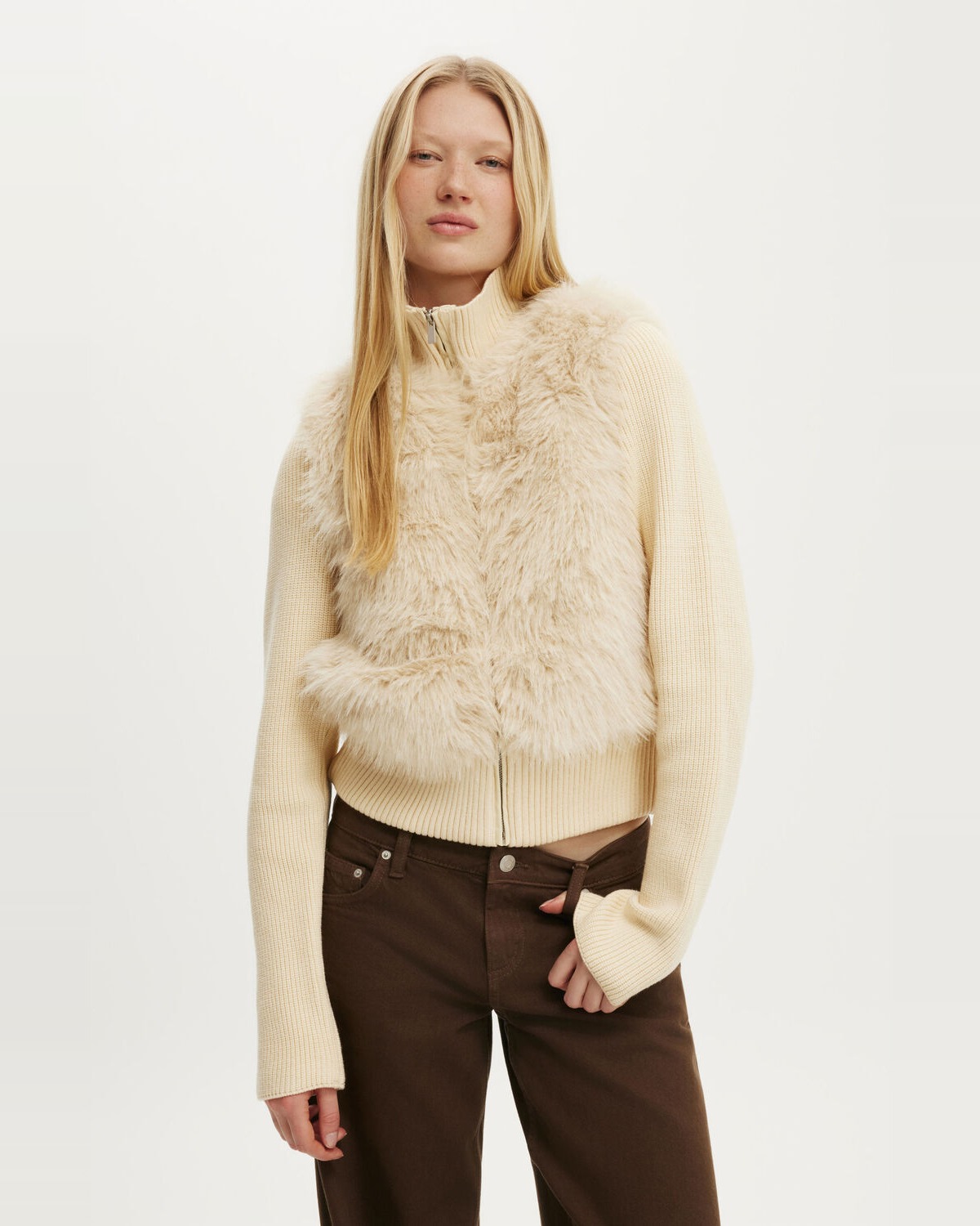 Faux Fur Knit Jacket