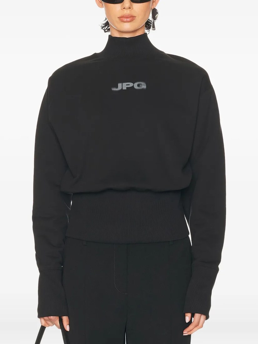 Mock-neck long-sleeve sweatshirt