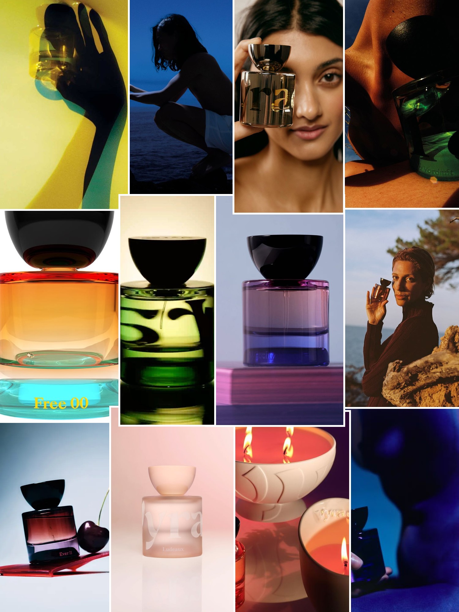 Collage of campaign images, textures and rituals that capture the Vyrao mood