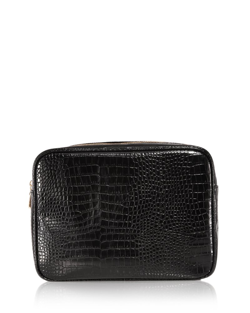 Croc Embossed Faux Leather Pouch