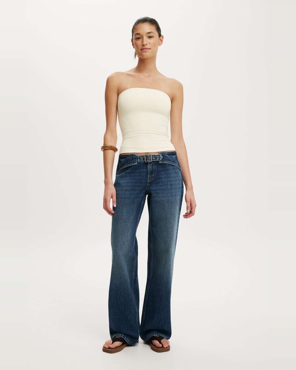Belted Low Rise Straight Jean