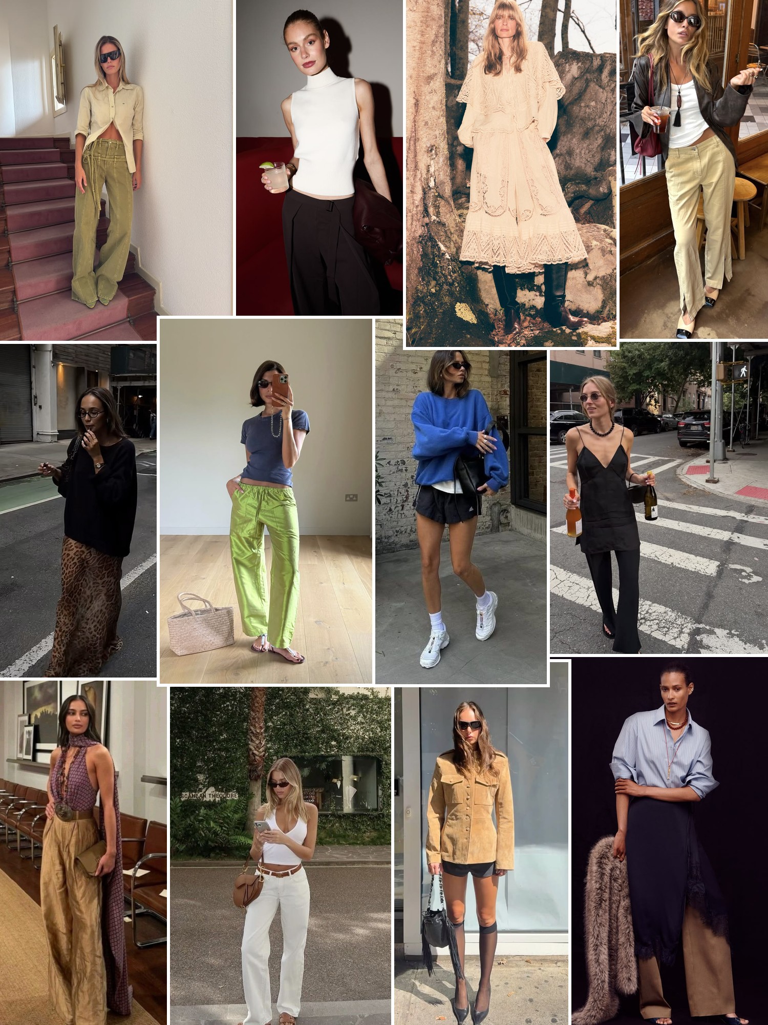 Collage of runway looks, campaign shots and street style outfits that capture the A.L.C. mood