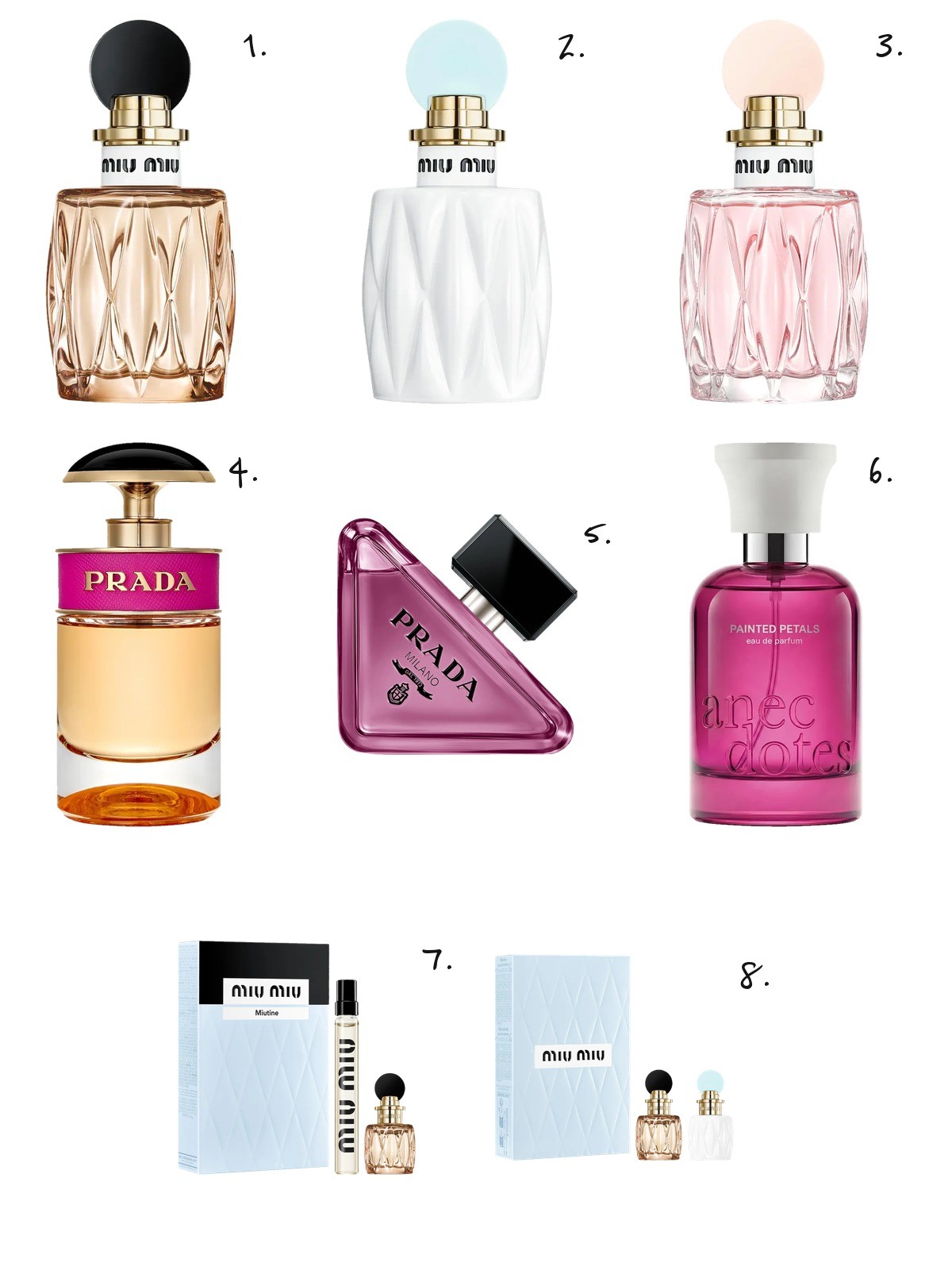 Miu Miu perfume, numbered picks