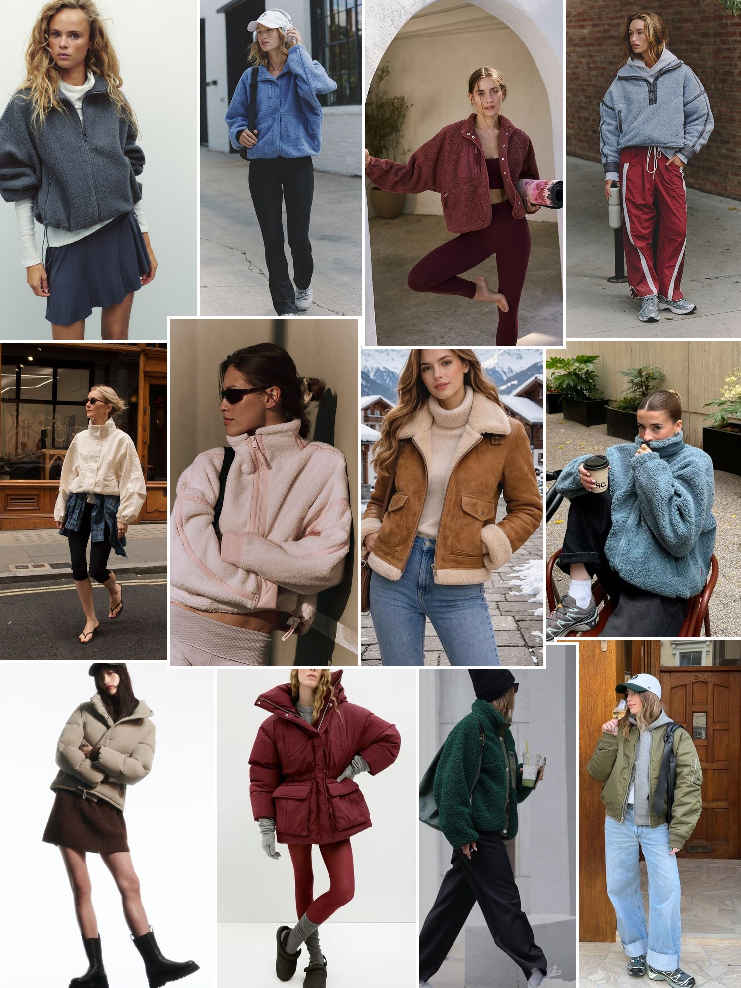 Collage of everyday outfits built around Columbia women's jacket