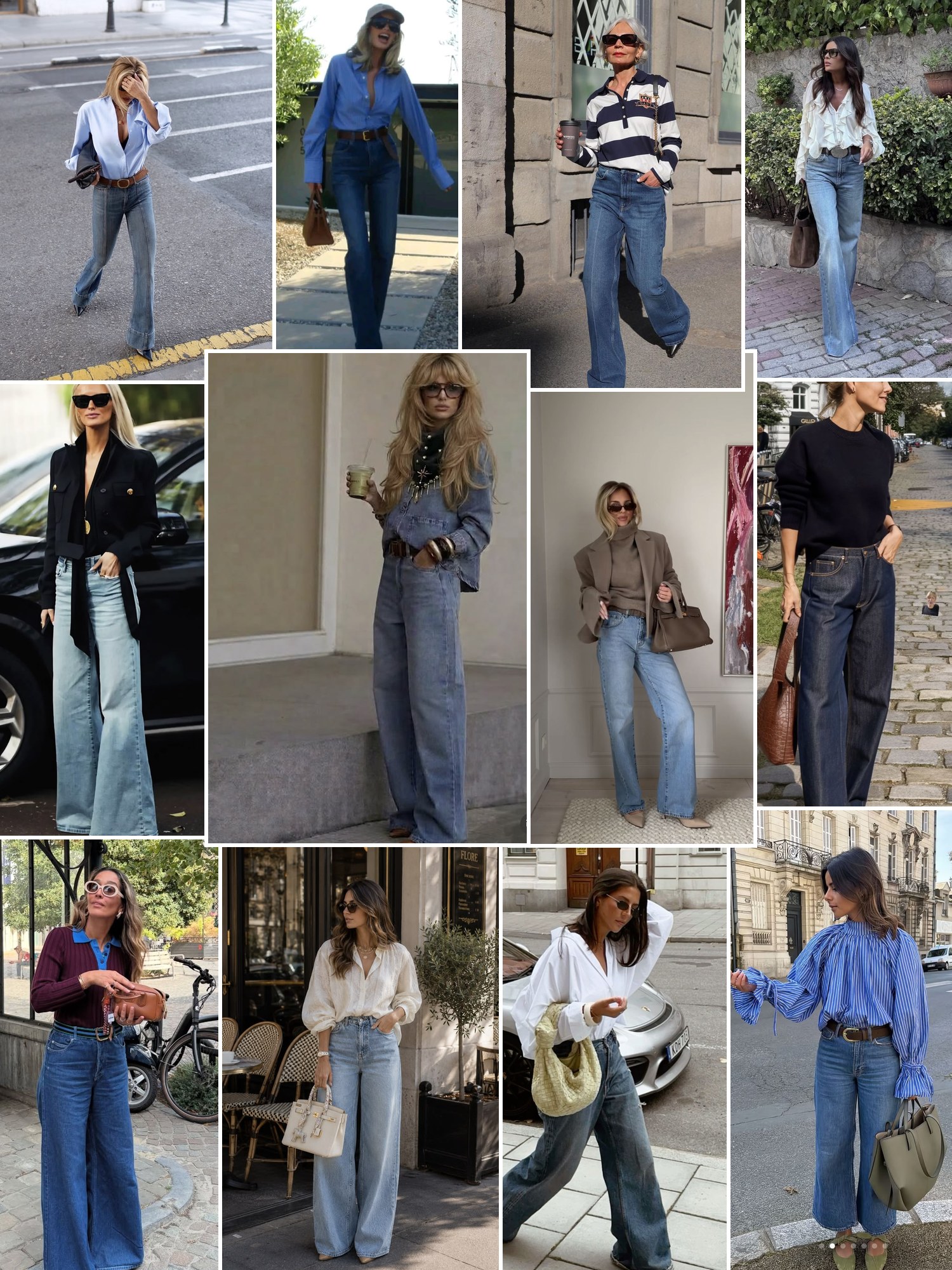 Collage of everyday outfits built around The Noli Shop jeans